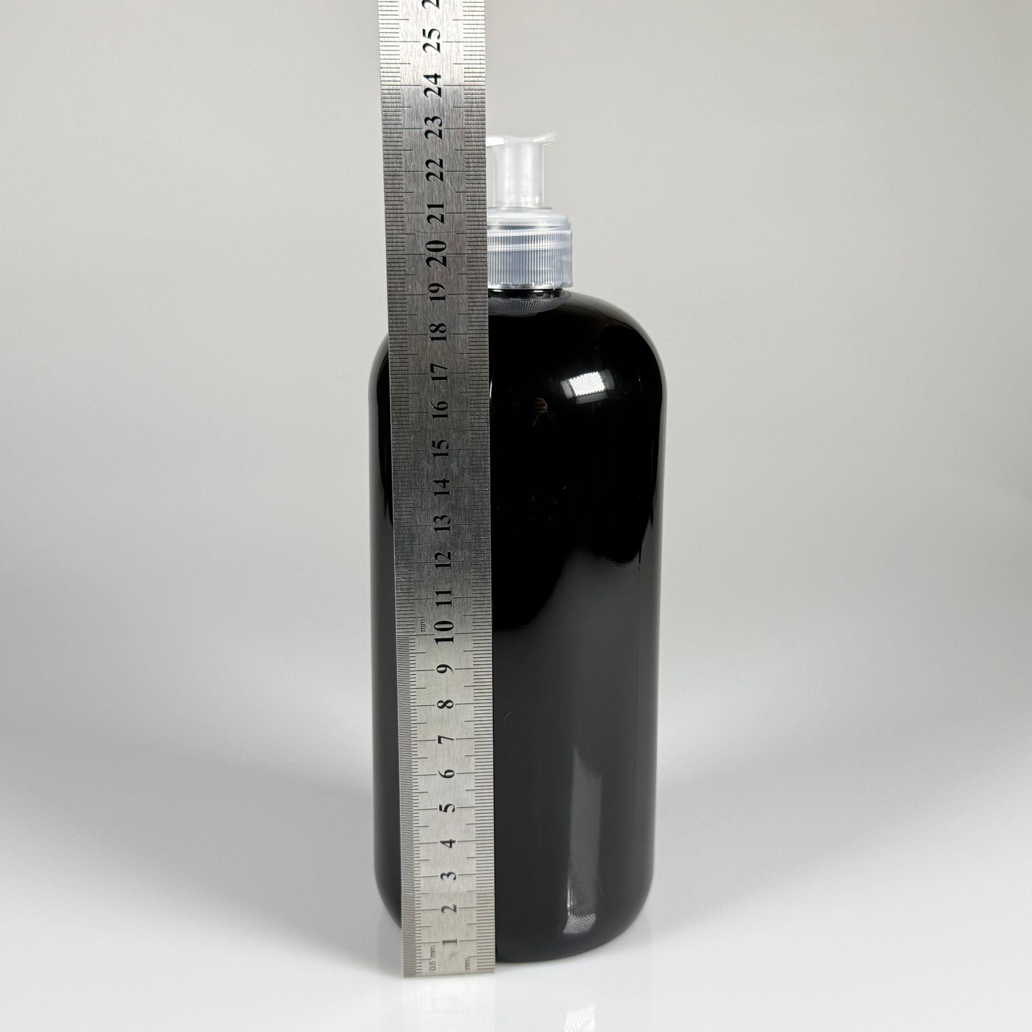 1000 CC SİLİNDİR SİYAH PET ŞİŞE - ŞEFFAF SIVI SABUN POMPALI  - 1000 ML PLASTİK ŞİŞE