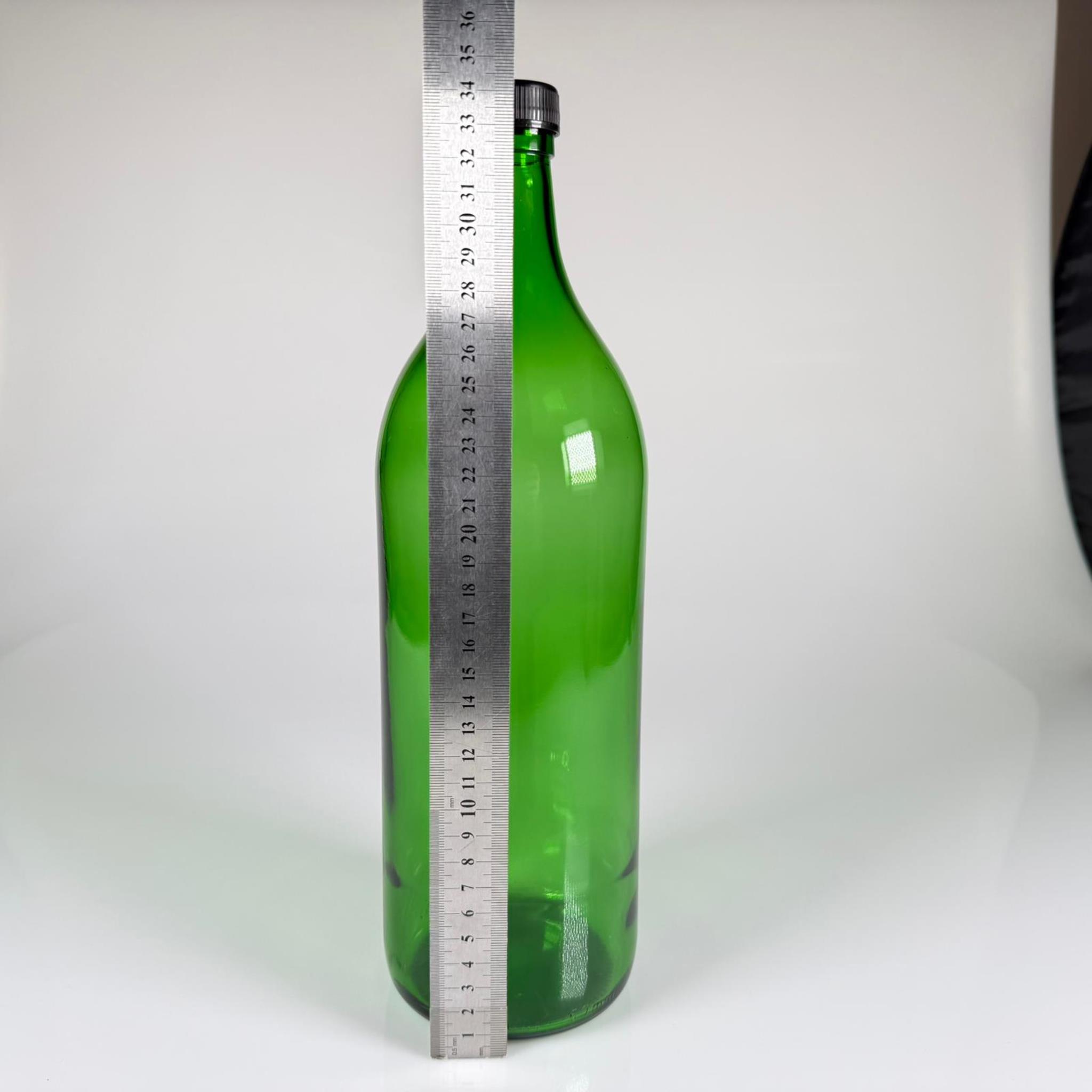 2000 CC YEŞİL CAM ŞİŞE - SİYAH PLASTİK KAPAKLI - 2 LİTRE YEŞİL CAM ŞİŞE