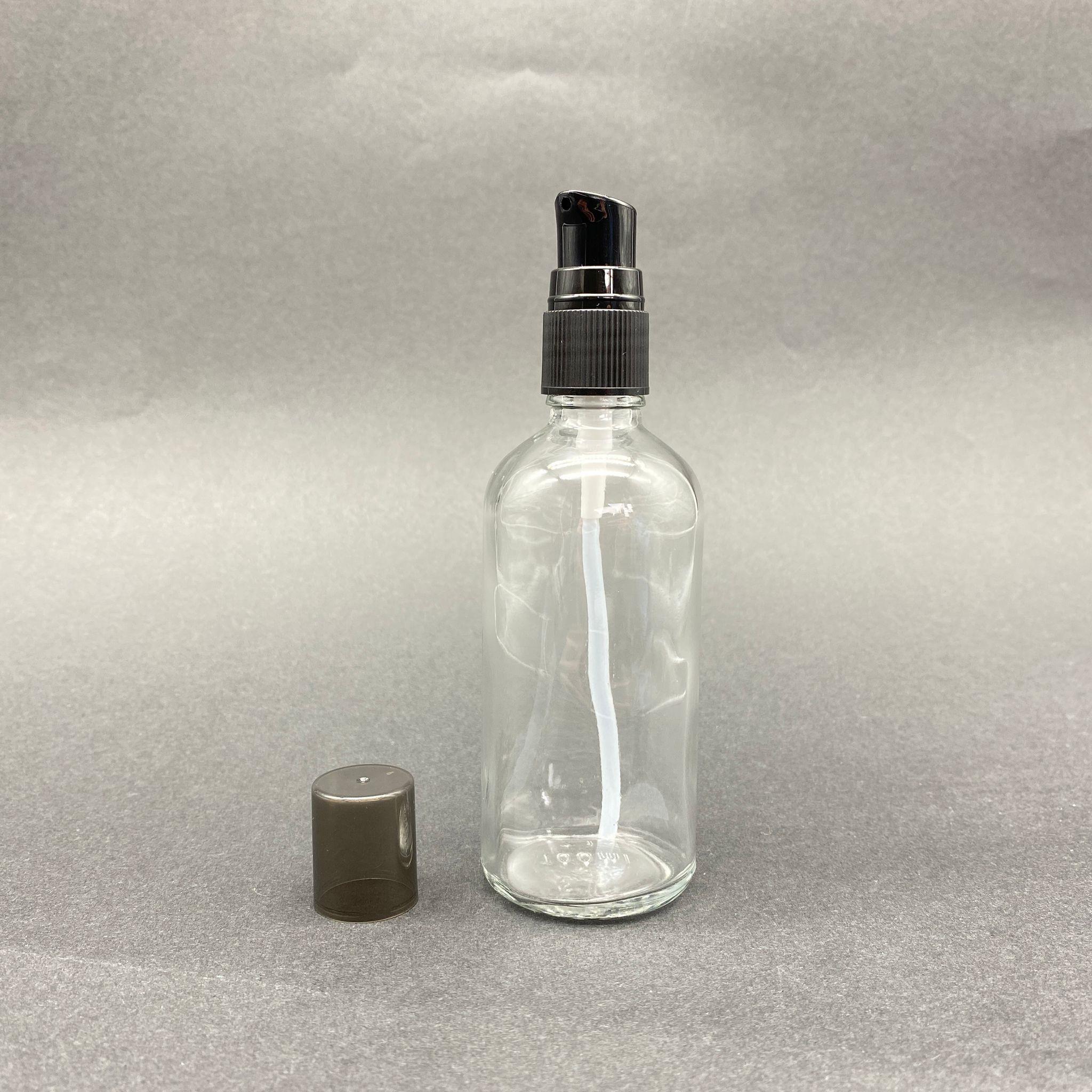 100 CC ŞEFFAF CAM ŞİŞE SİYAH LOSYON POMPALI TAKIM - 100 ML LOSYON ŞİŞESİ