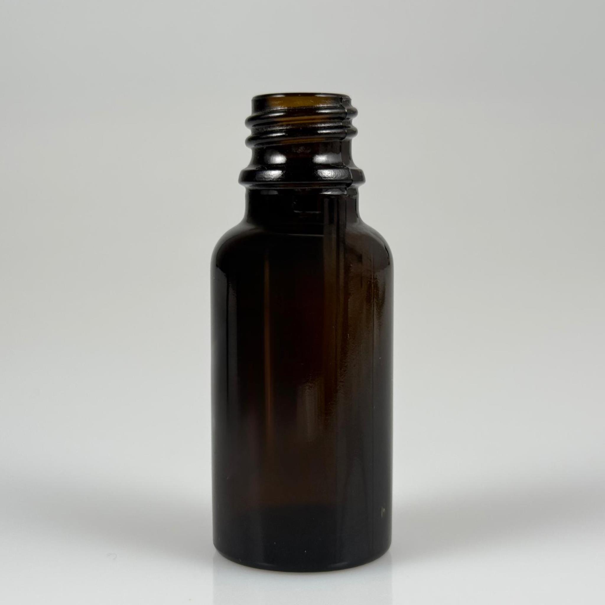 20 CC AMBER CAM ŞİŞE KAPAKSIZ (18 AĞIZ) - ÜST KALİTE KOYU AMBER 20 ML CAM ŞİŞE KAHVERENGİ