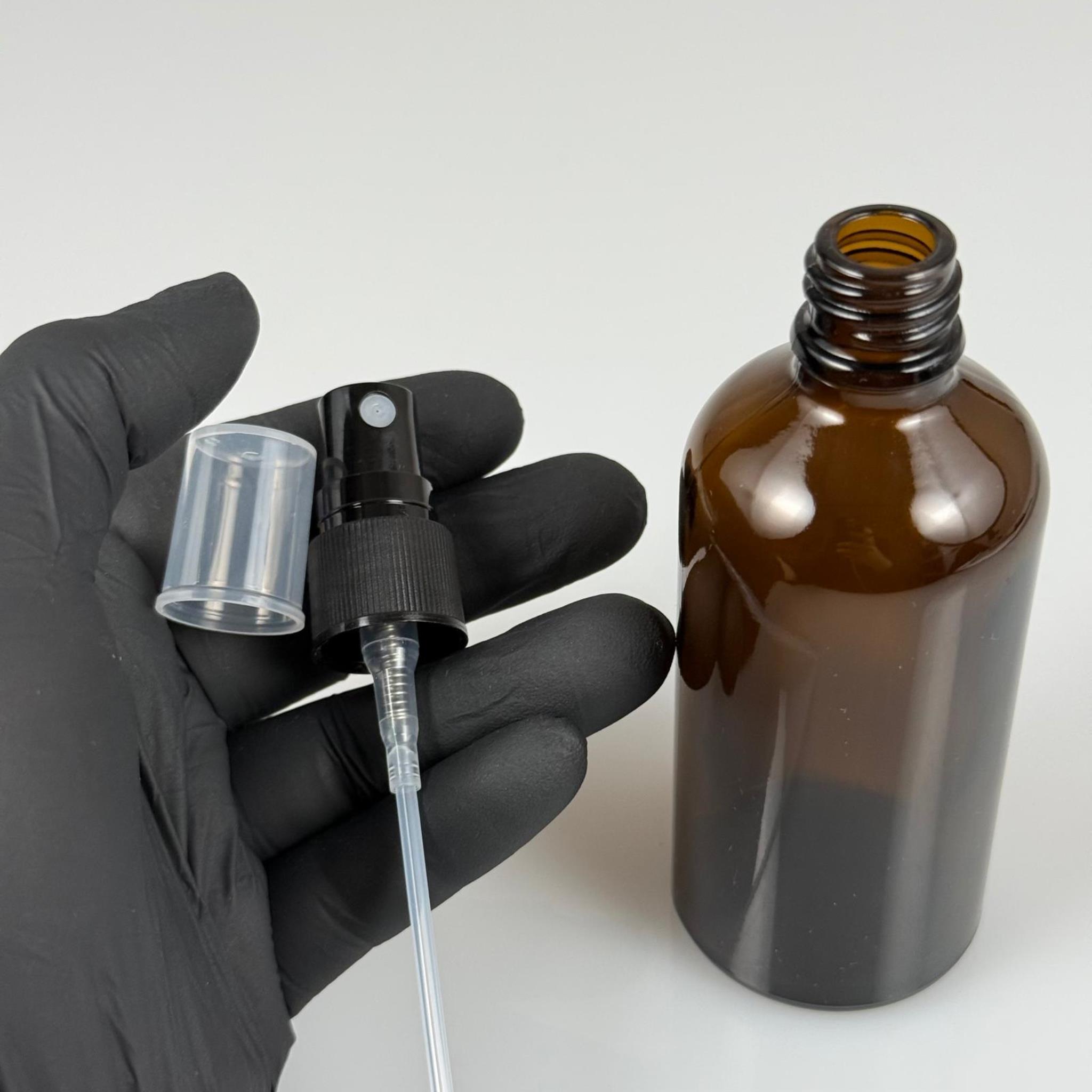 100 CC AMBER CAM ŞİŞE SİYAH SPREYLİ TAKIM - 100 ML SPREYLİ CAM ŞİŞE