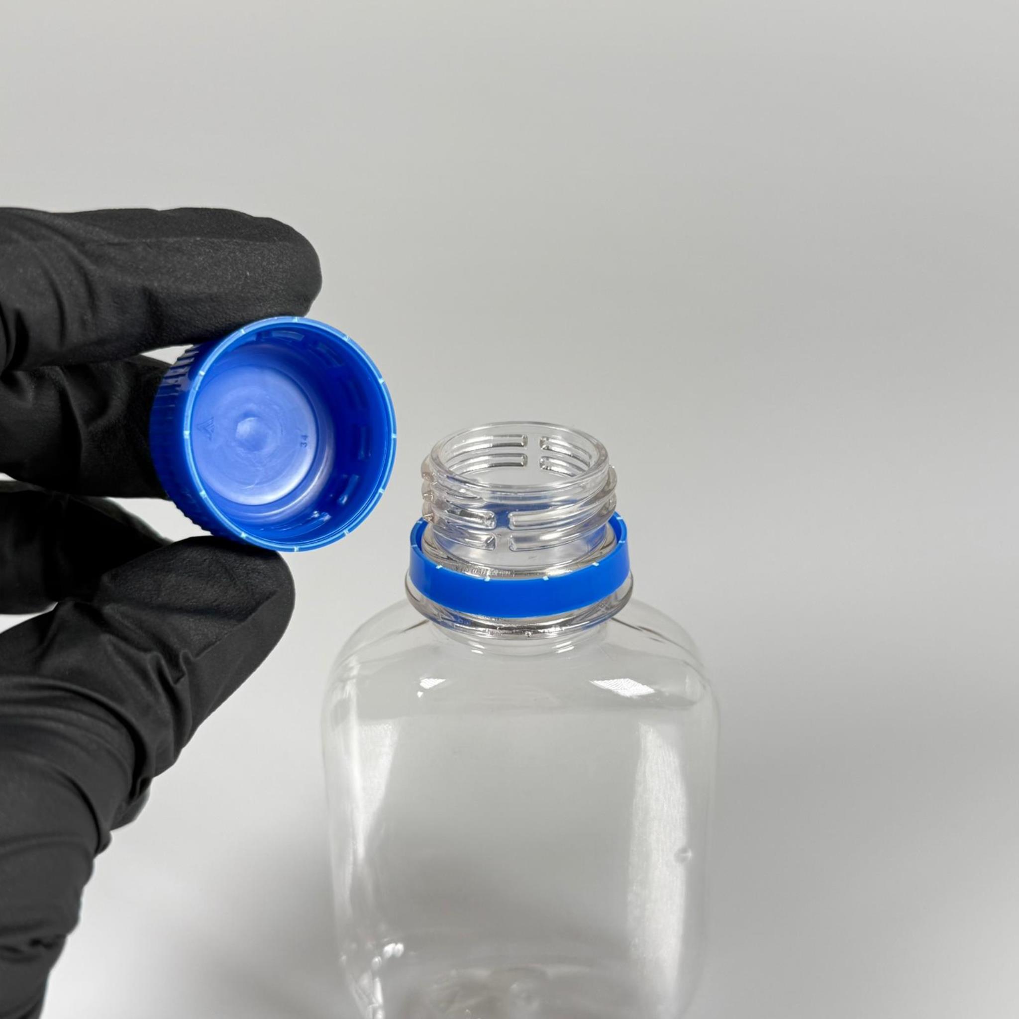 100 CC KİLİTLİ CONTALI KAPAKLI PLASTİK ŞİŞE - 100 ML PET ŞİŞE KALIN (15 GR) - ELLE KAPATARAK KİLİTLENİR SIZDIRMAZ MAVİ KAPAK - NUMUNE ŞİŞESİ