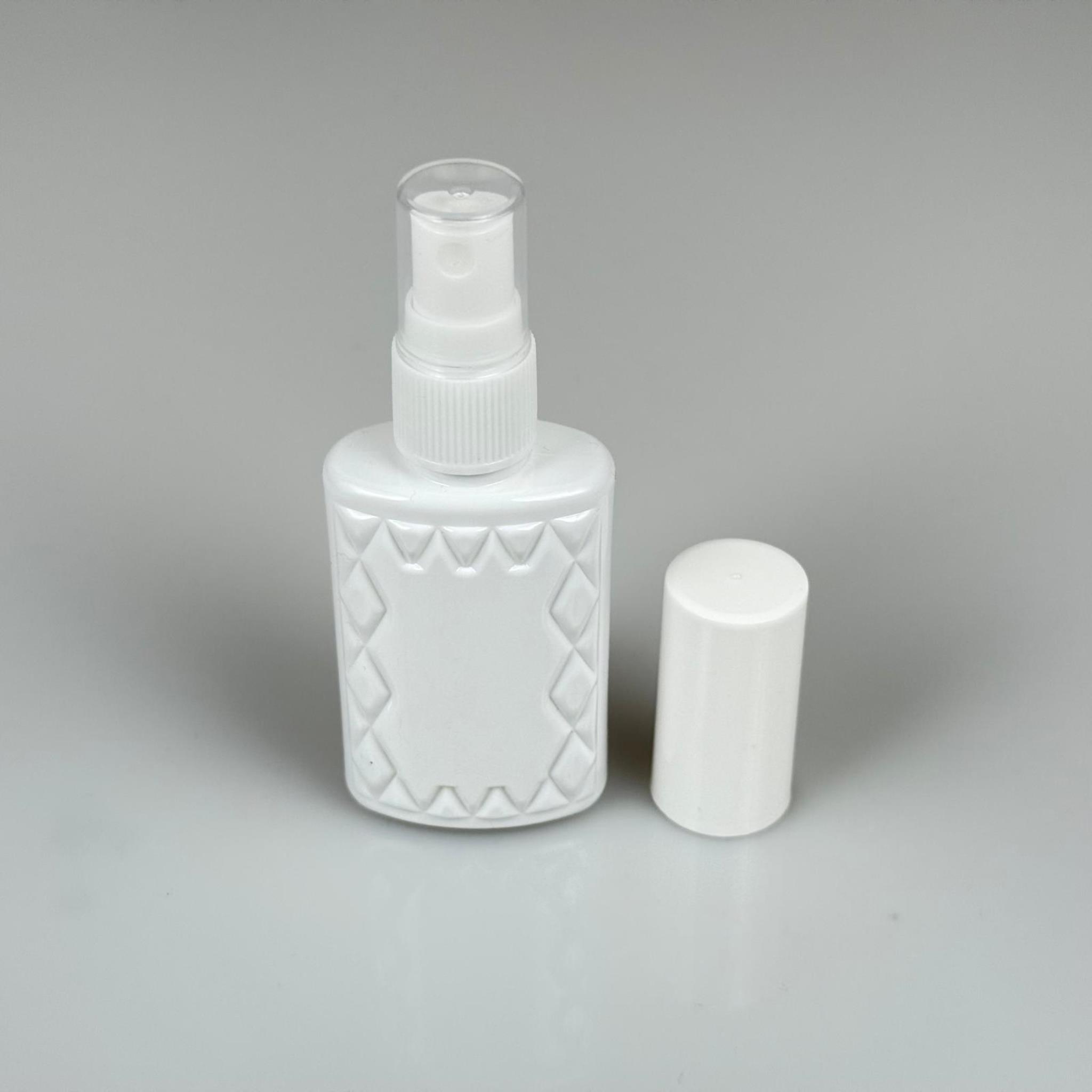 50 CC BEYAZ PET KÖŞELİ PARFÜM ŞİŞESİ  - BEYAZ SPREYLİ - BEYAZ KORUMA KAPAKLI - 50 ML PLASTİK PARFÜM - KOLONYA ŞİŞESİ