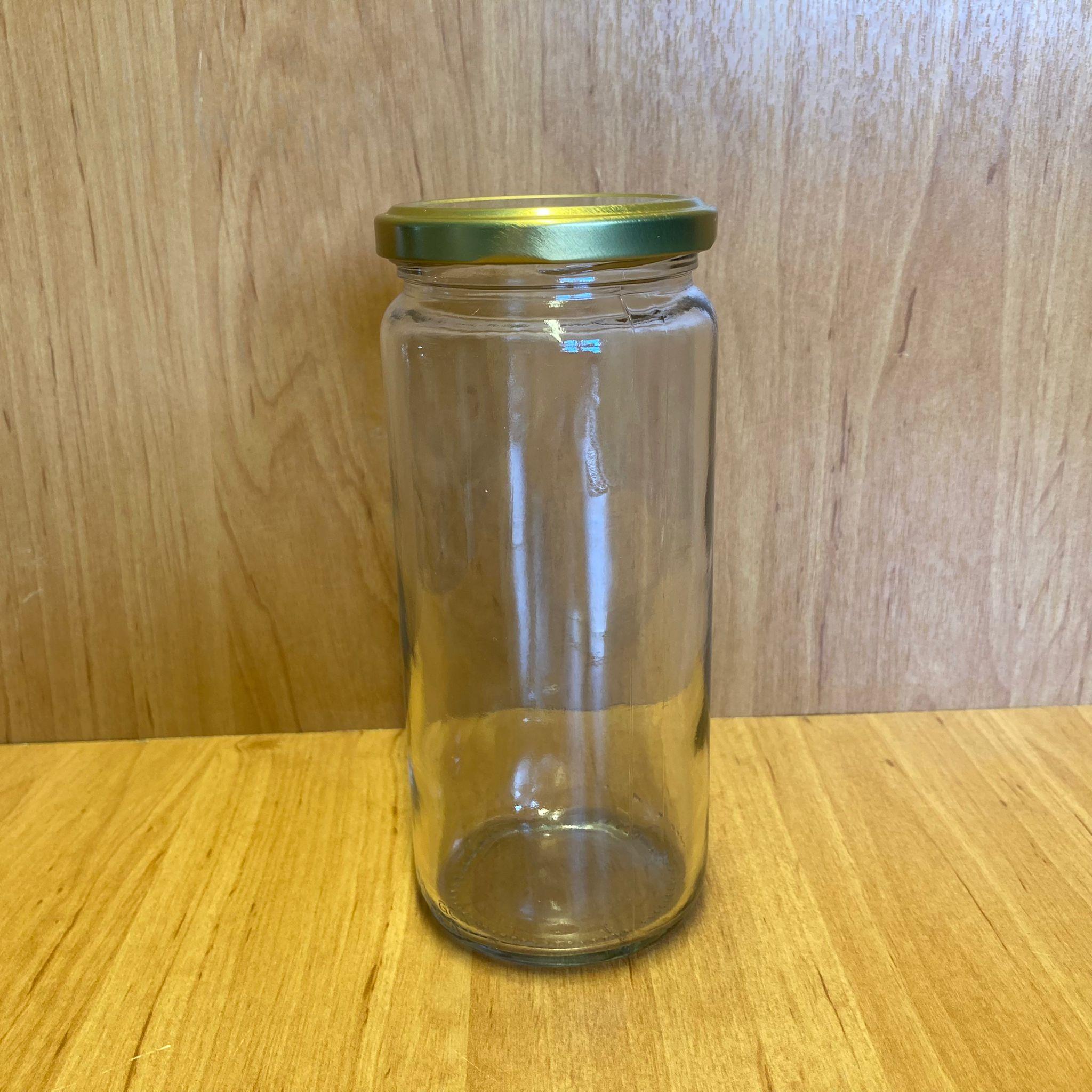 500 CC UZUN KAVANOZ - GOLD METAL KAPAKLI - 500 ML BORU TİP CAM KAVANOZ