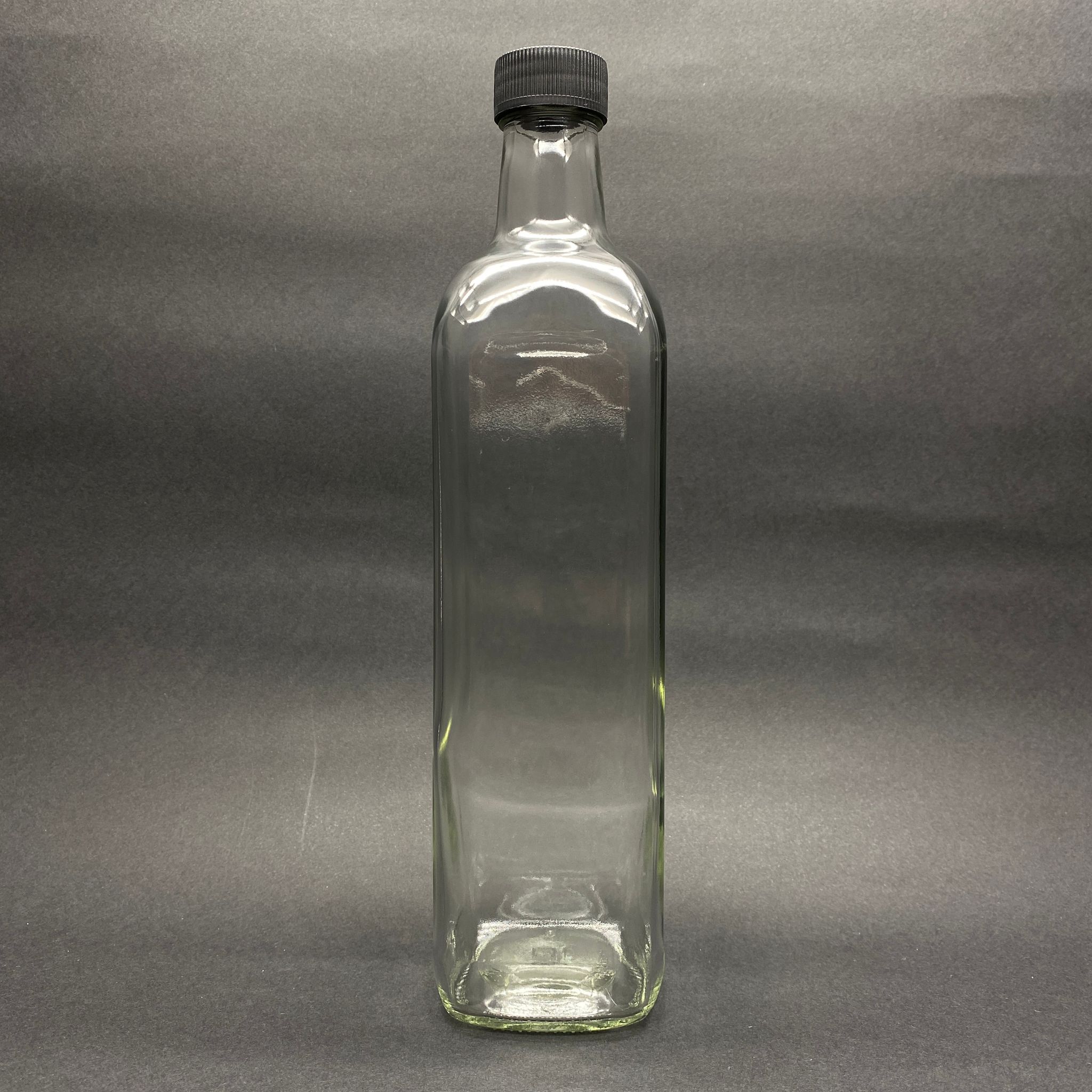 750 CC MARASKA ŞEFFAF ŞİŞE - SİYAH VİDALI KAPAKLI  - 750 ML KÖŞELİ ŞEFFAF MARASKA CAM ŞİŞE - YAĞ SİRKE ŞİŞESİ