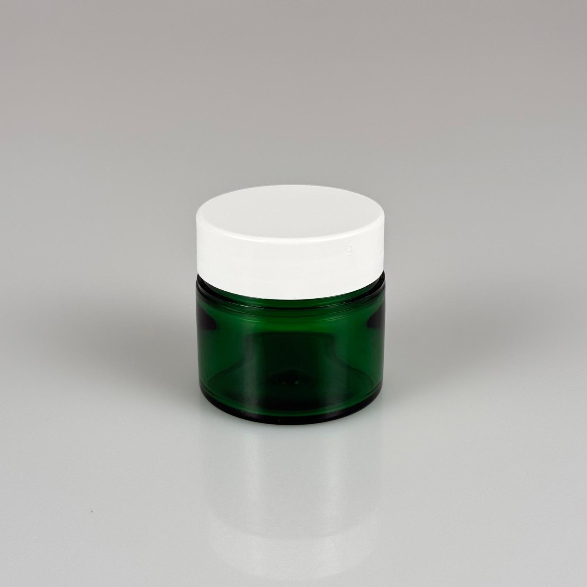 20 CC YEŞİL SERT PLASTİK KAVANOZ - 38 AĞIZ BEYAZ KAPAKLI - 20 ml KALIN LÜX Boş Krem, Balm, Peeling, Macun, Pasta, Aromaterapi ve Saç Maskesi Kabı