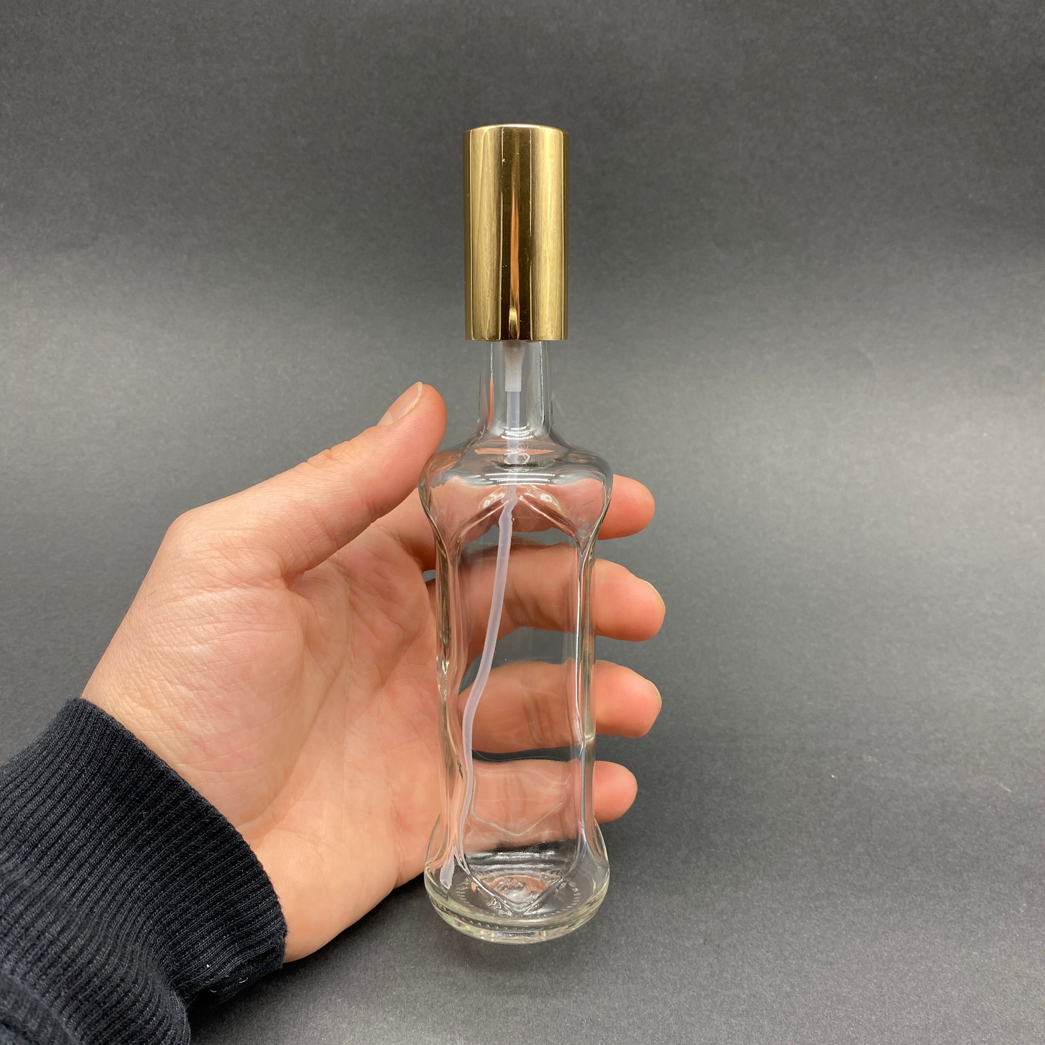 100 CC ŞEFFAF DORİKA CAM ŞİŞE - LÜKS METAL SPREYLİ TAKIM - 100 ML SPREYLİ CAM ŞİŞE