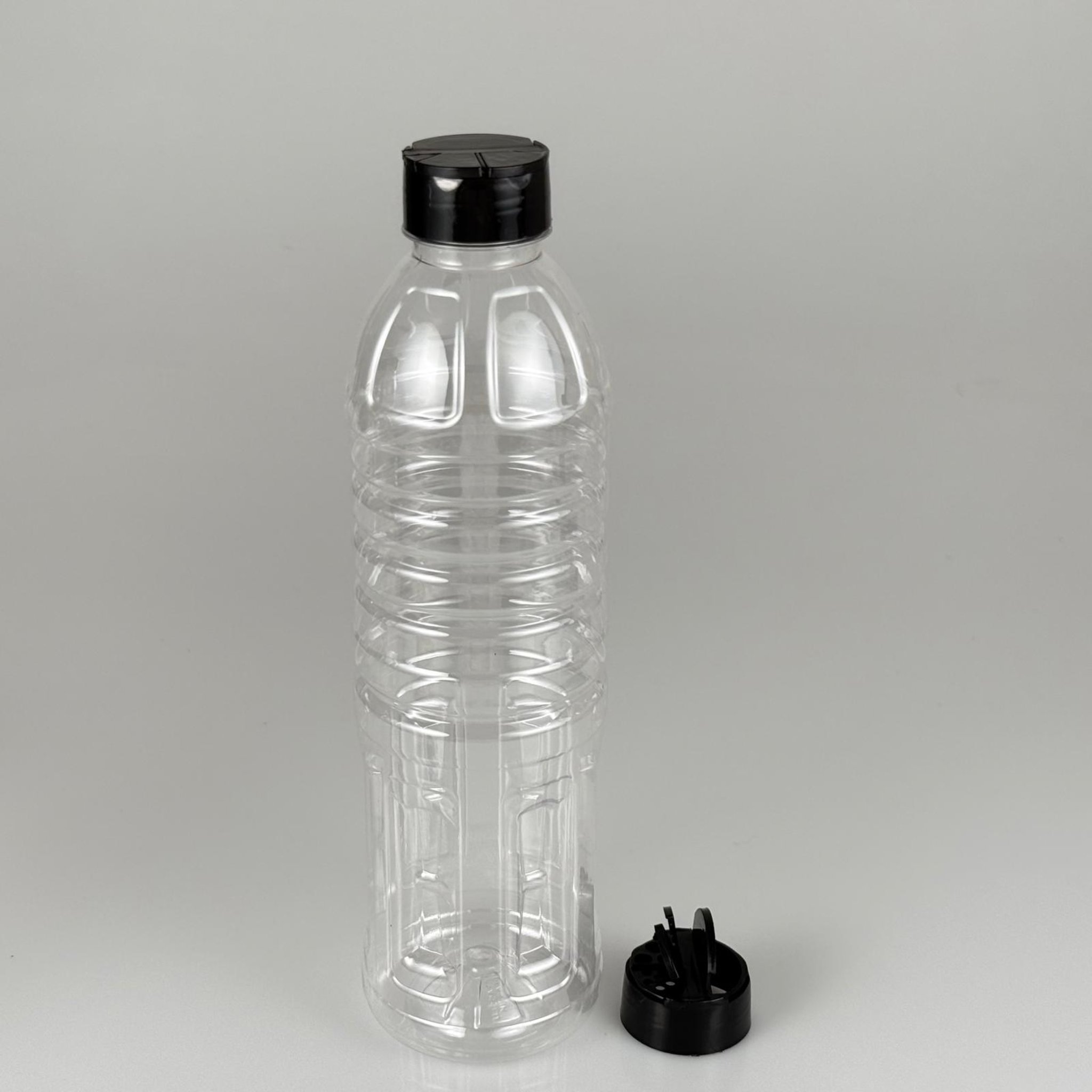 PLASTİK BAHARATLIK KAVANOZ - 1000 ML PET BAHARAT, TOZ, PUDRA VB İÇİN PET ŞİŞE - SİYAH AÇILIR KAPANIR DELİKLİ KAPAKLI TAKIM - 1000 CC