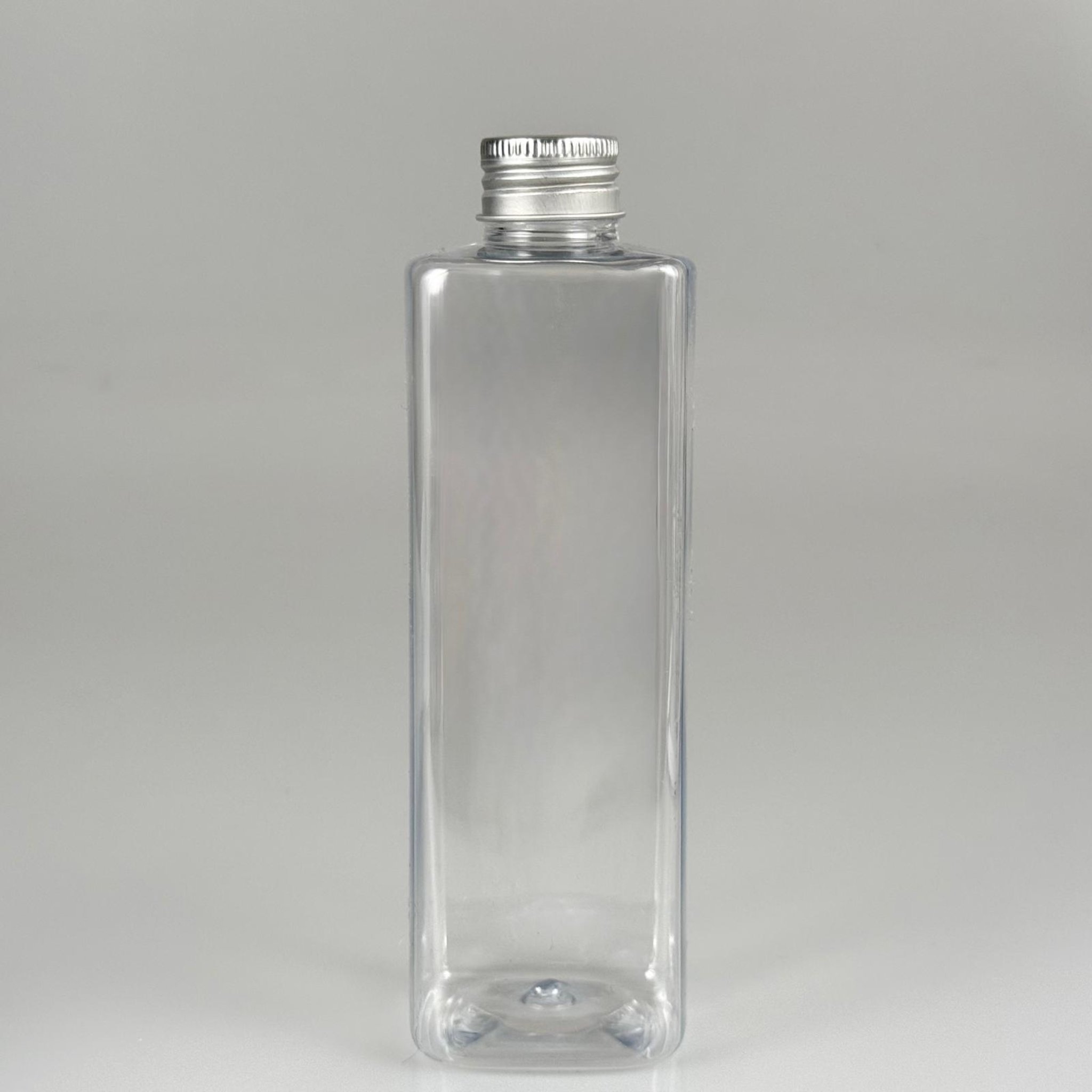 300 CC KARE PET ŞİŞE (31 GR - 24 AĞIZ) + KÖPÜK CONTALI GÜMÜŞ METAL ALÜMİNYUM KAPAK TAKIM - 300 ML KAPAKLI PLASTİK ŞİŞELER