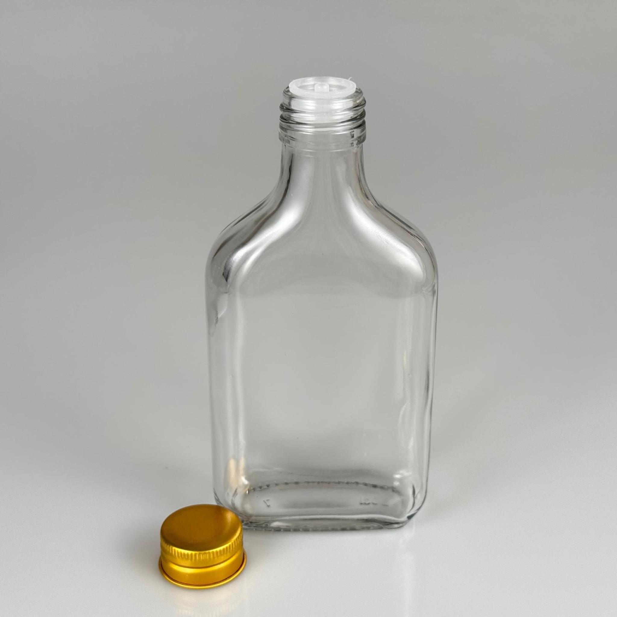 200 CC YASSI LÜX KOLONYA CAM ŞİŞE - GOLD METAL ALÜMİNYUM KAPAKLI + KOLONYA TIPALI - 200 ML LÜKS METAL KAPAKLI CAM KOLONYA ŞİŞESİ