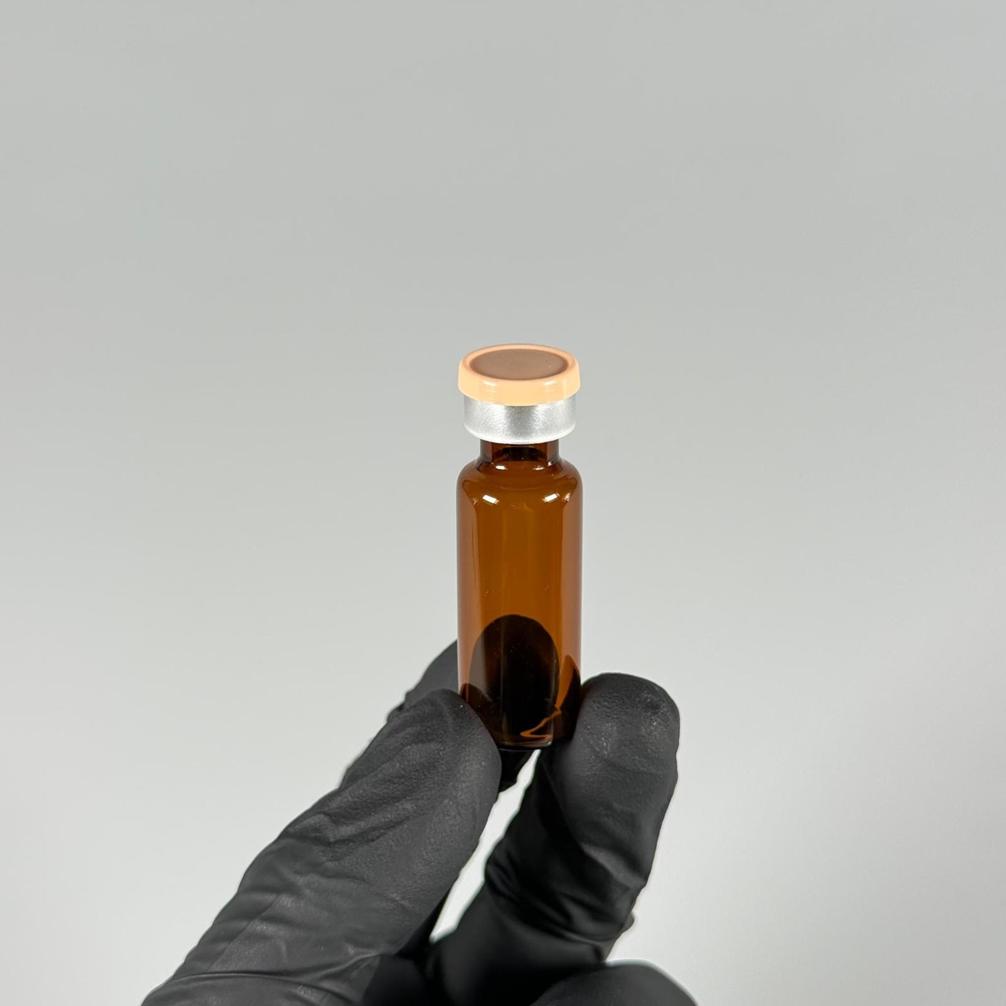 4 ML vial flakon şişe - 13 ağız 4 cc amber cam ilaç şişesi + kauçuk butil enjektör tıpası + bej alüminyum kapaklı takım