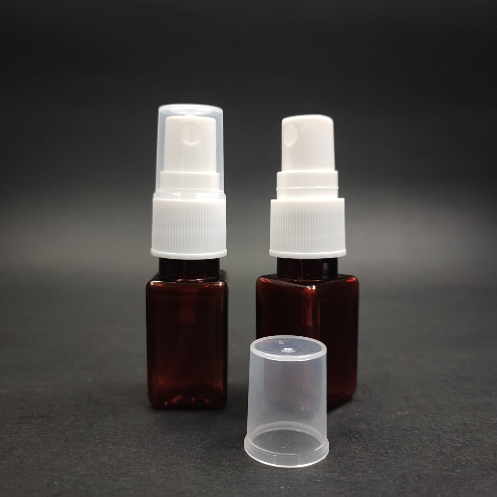 10 CC AMBER KARE PET ŞİŞE - BEYAZ SPREYLİ TESTER 10 ML PLASTİK ŞİŞE