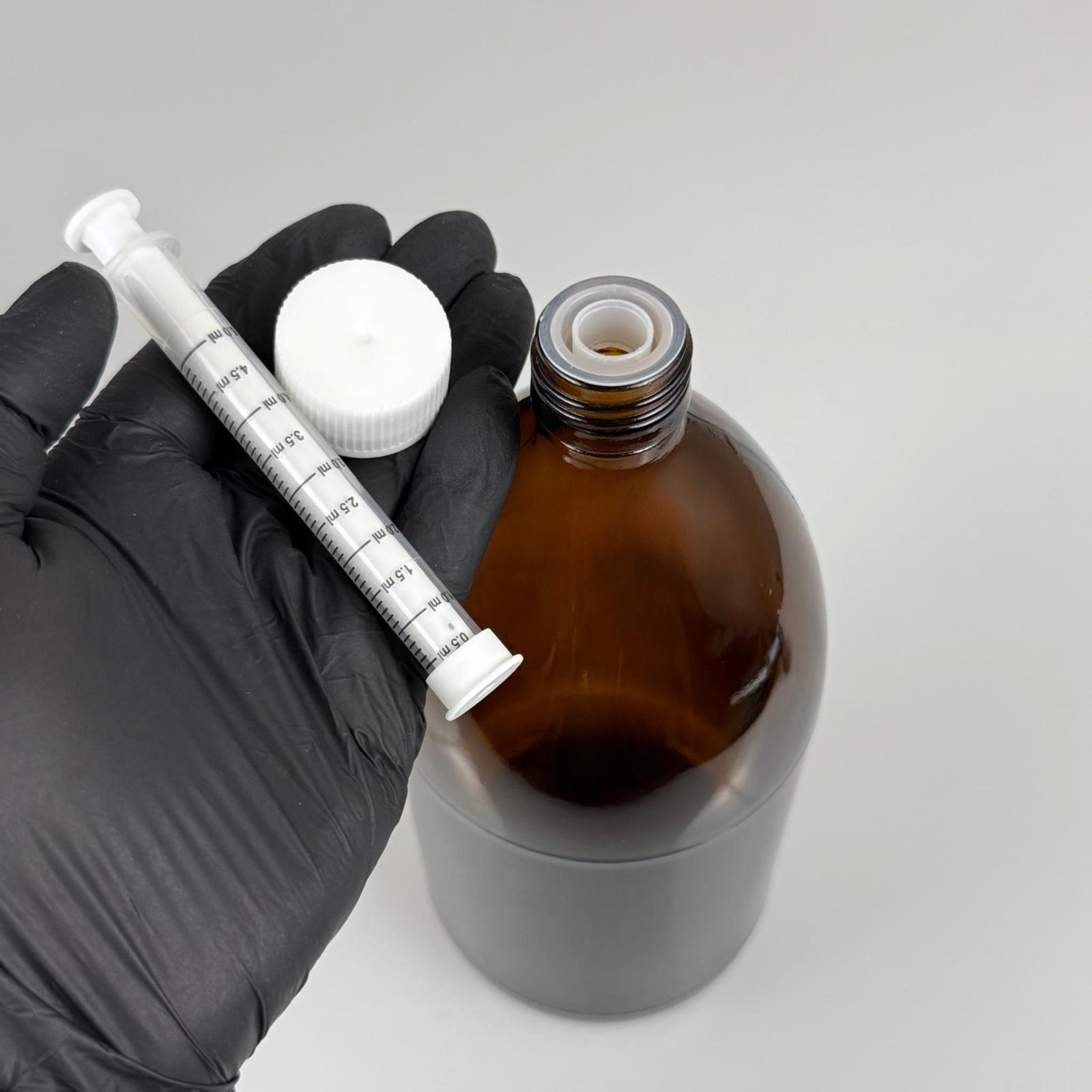 1000 ML CAM ECZA ŞİŞESİ + 5 ML DOZAJ PİPETİ + DOZAJ TIPASI + CONTALI PLASTİK KAPAK TAKIM