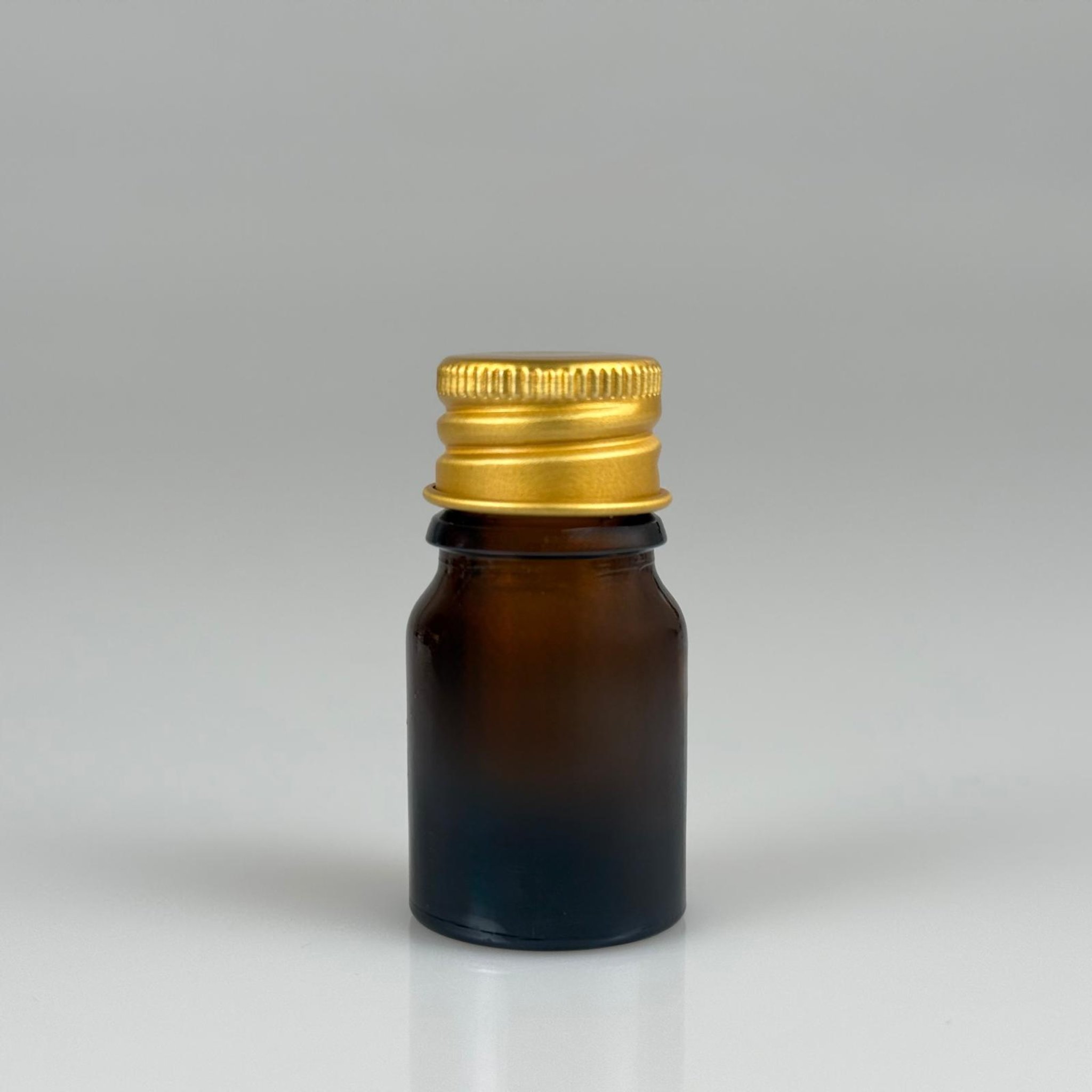 3 CC AMBER CAM ŞİŞE + KÖPÜK CONTALI GOLD ALÜMİNYUM METAL KAPAKLI TAKIM - 3 ML KAHVERENGİ CAM ŞİŞE