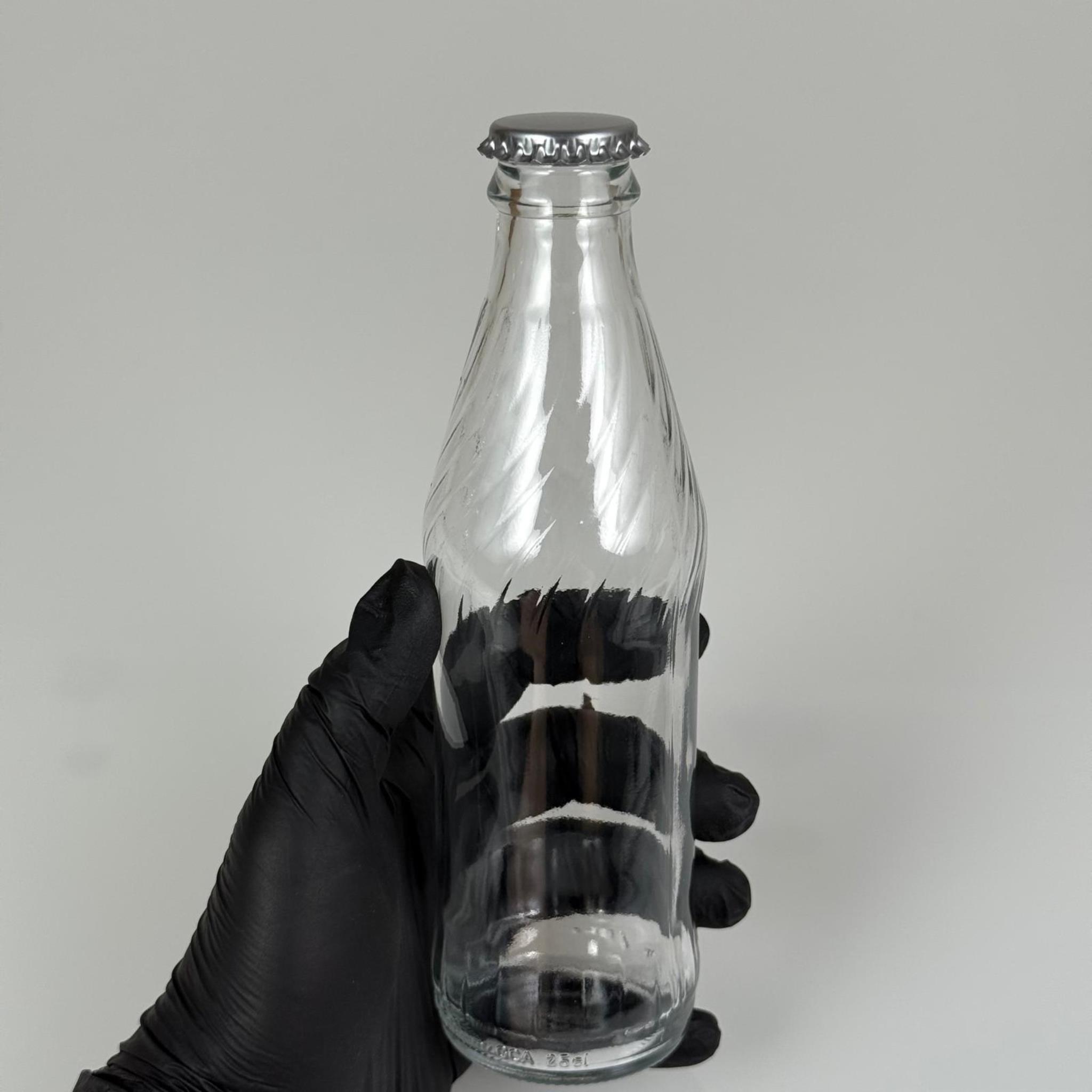 250 CC ŞEFFAF CAM GAZOZ ŞİŞESİ - GÜMÜŞ KAPAKLI - 250 ML SODA ŞİŞESİ - ŞİŞE VE KAPAK AYRI GELİR