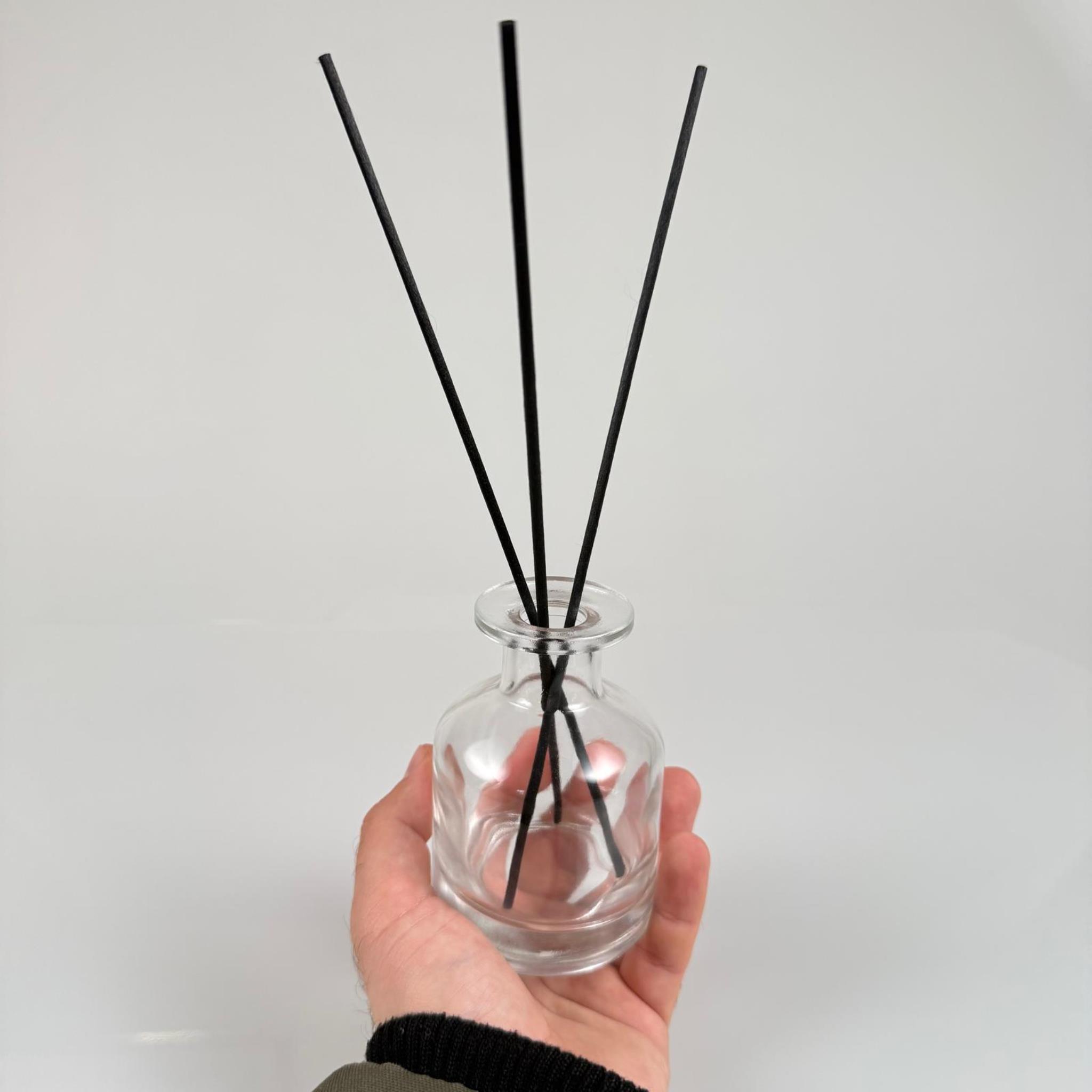 150 CC CAM BAMBU SİLİNDİR ODA KOKUSU ŞİŞESİ - 150 ML DİFFUSER CAM ŞİŞE + GRİ MANTAR TIPA + 3 ADET 24 CM FİBER BAMBU ÇUBUK