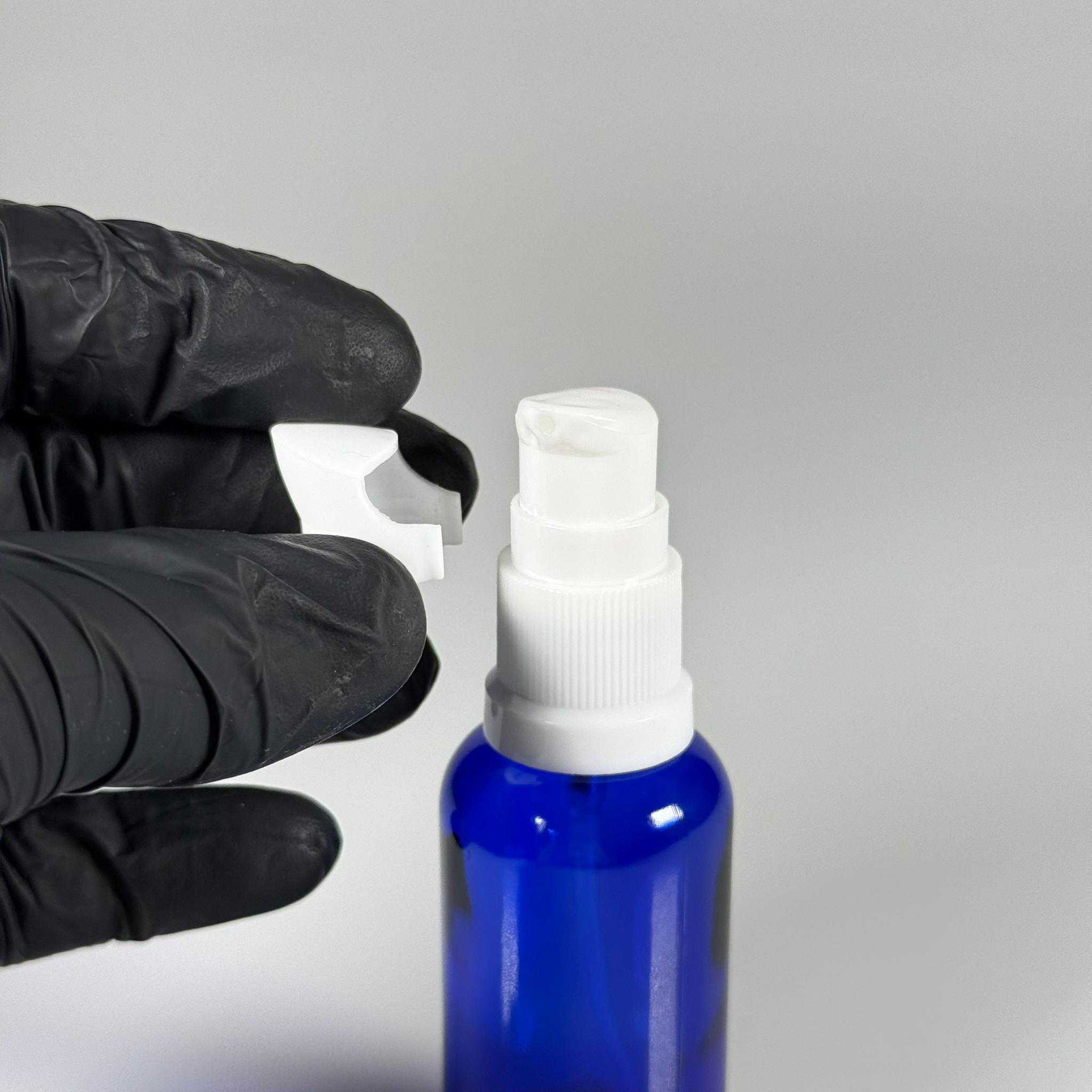 30 CC MAVİ CAM ŞİŞE - SIZDIRMAZ ETEKLİ BEYAZ LOSYON POMPALI TAKIM - 30 ML LOSYON ŞİŞESİ - YAĞ, KREM GİBİ YOĞUN KIVAMLI SIVILAR İÇİN CAM AMBALAJ