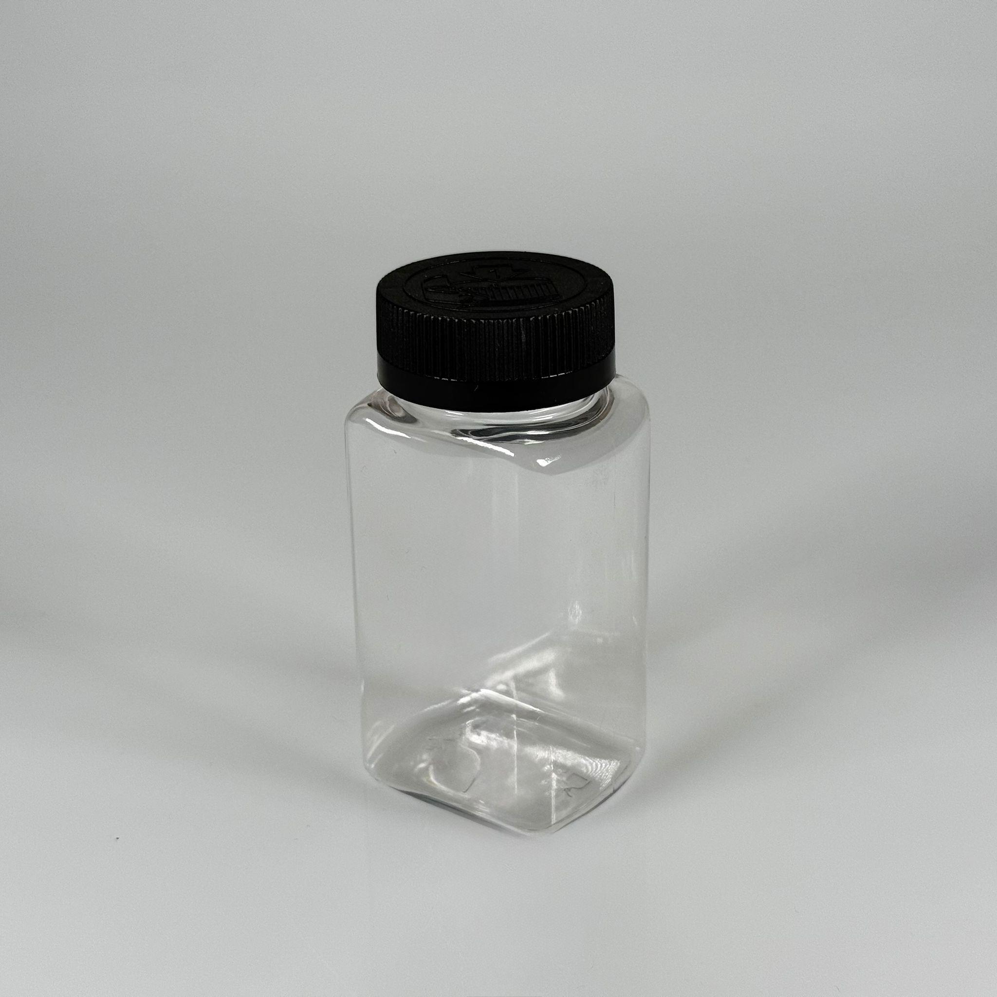 150 CC ŞEFFAF KARE PET TABLET ŞİŞESİ - SİYAH ÇOCUK KİLİT KAPAKLI - 150 ML KAPSÜL KUTUSU - İLAÇ ŞİŞESİ - MEDİKAL HAP ŞİŞESİ - FARMASÖTİK KAVANOZ