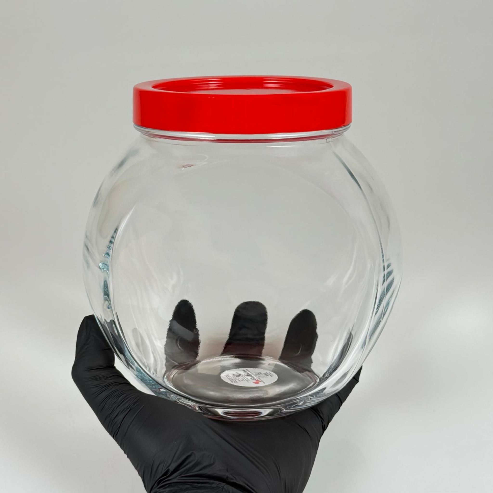 PAŞABAHÇE KODU 80000 ÜÇ DİPLİ YATIK CAM KAVANOZ EBAT 1500 CC - BEYAZ KAPAKLI RAF TEŞHİR KAVANOZU