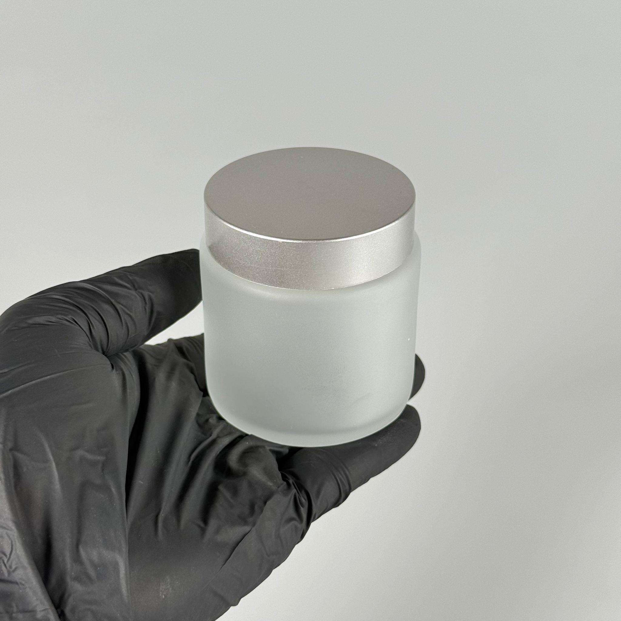 100 CC CAM BUZLU KREM KAVANOZU - GÜMÜŞ  KAPAKLI İÇ CONTALI - 100 ML BUZLU CAM KREM KAVANOZU - BUZLU MUM KAVANOZU