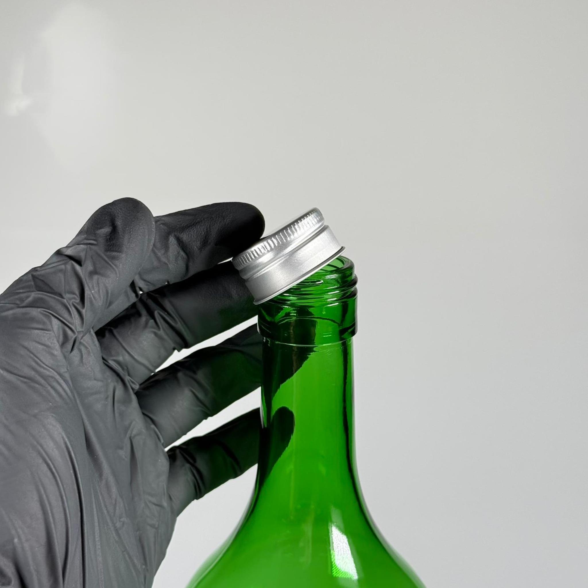 1500 CC YEŞİL CAM ŞİŞE - GÜMÜŞ METAL ALÜMİNYUM KAPAKLI - 1500 ML YAĞ ŞİŞESİ - SİRKE ŞİŞESİ - 1,5 LİTRE CAM ŞİŞE