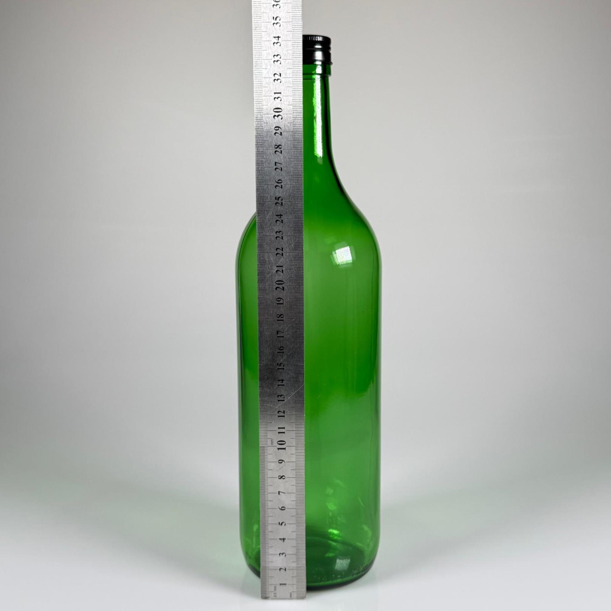 1500 CC YEŞİL CAM ŞİŞE - SİYAH METAL ALÜMİNYUM KAPAKLI - 1500 ML YAĞ ŞİŞESİ - SİRKE ŞİŞESİ - 1,5 LİTRE CAM ŞİŞE