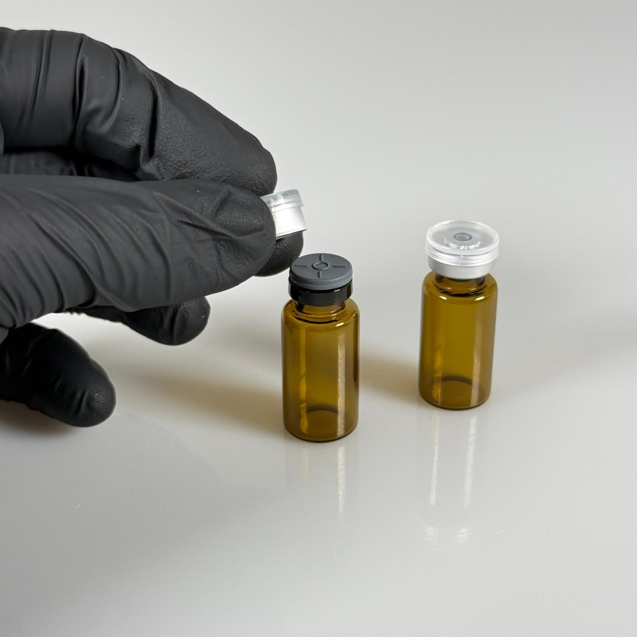 3 ML vial flakon şişe - 13 ağız 3 cc amber cam ilaç şişesi + kauçuk butil enjektör tıpası + gümüş alüminyum kapaklı takım