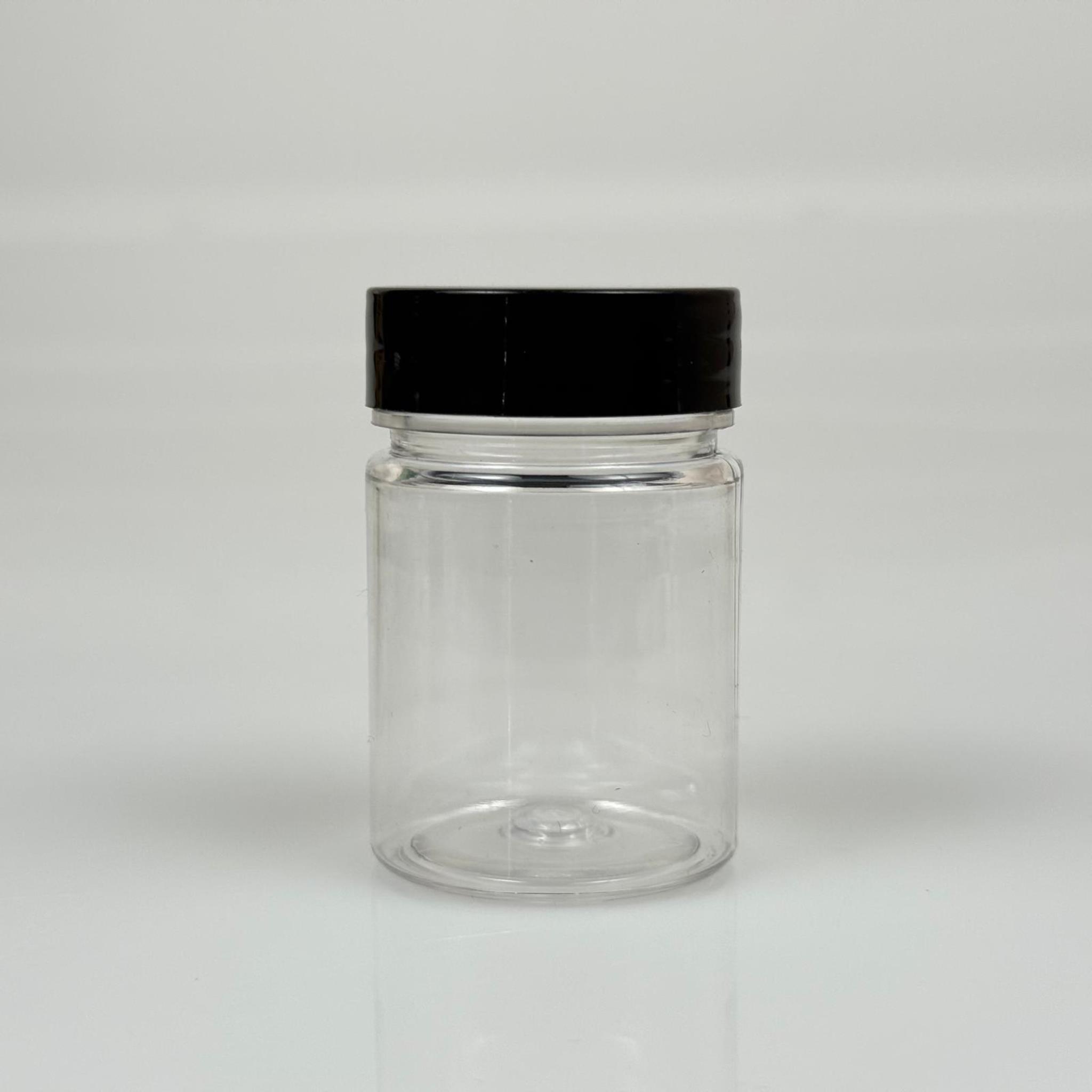 50 CC PET ŞİŞE GENİŞ AĞIZLI  - SİYAH KAPAKLI  - 50 ML PLASTİK NUMUNE KAVANOZU, MİNİ TABLET KAVANOZU