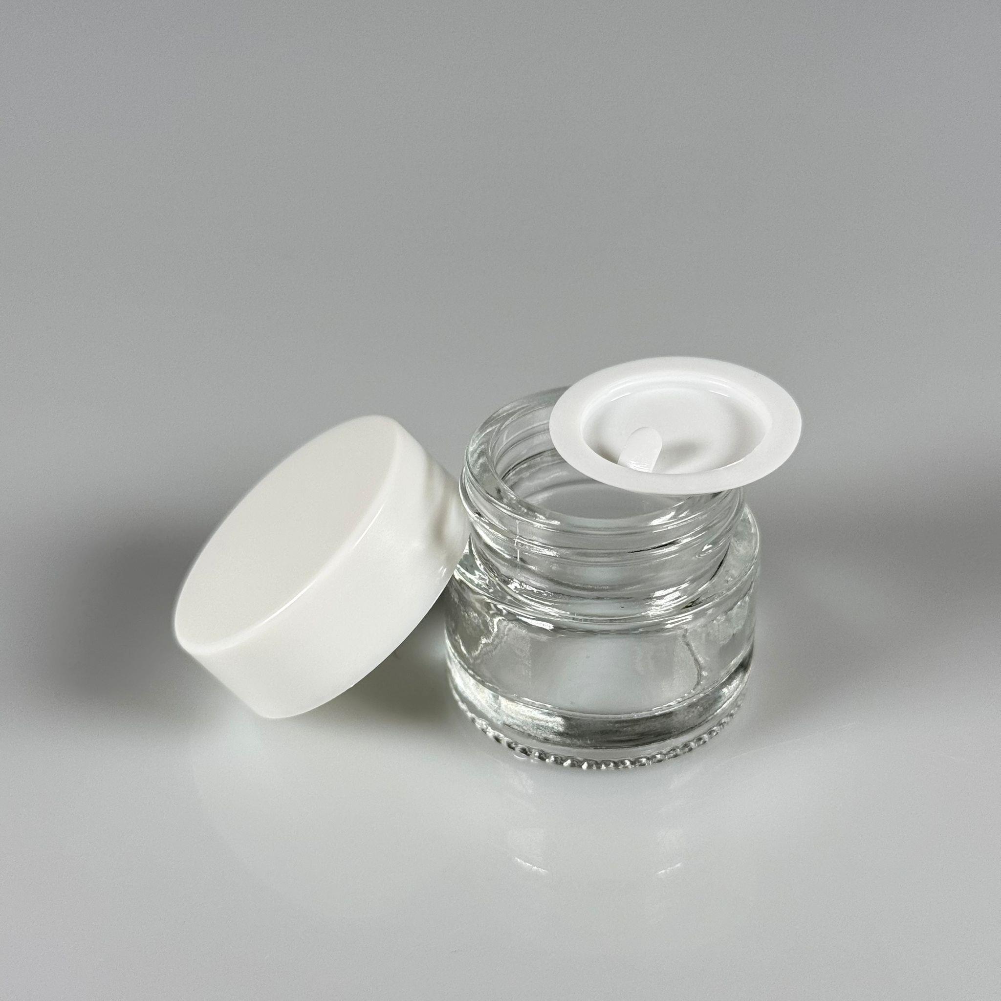 10 CC CAM ŞEFFAF KREM KAVANOZU - BEYAZ KAPAKLI İÇ CONTALI - 10 ML SAYDAM KREM KAVANOZU