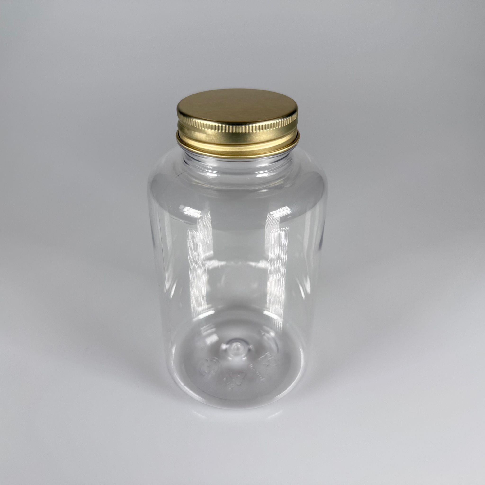 BAHARAT, TOZ, KAHVE, SAHLEP VB MUTFAK DÜZENLEME İÇİN KARE PLASTİK KAVANOZLAR - 400 ML -  RAF DÜZENLEYİCİ GIDAYA UYGUN KÖŞELİ GOLD METAL KAPAKLI ŞEFFAF PET KAVANOZLARI