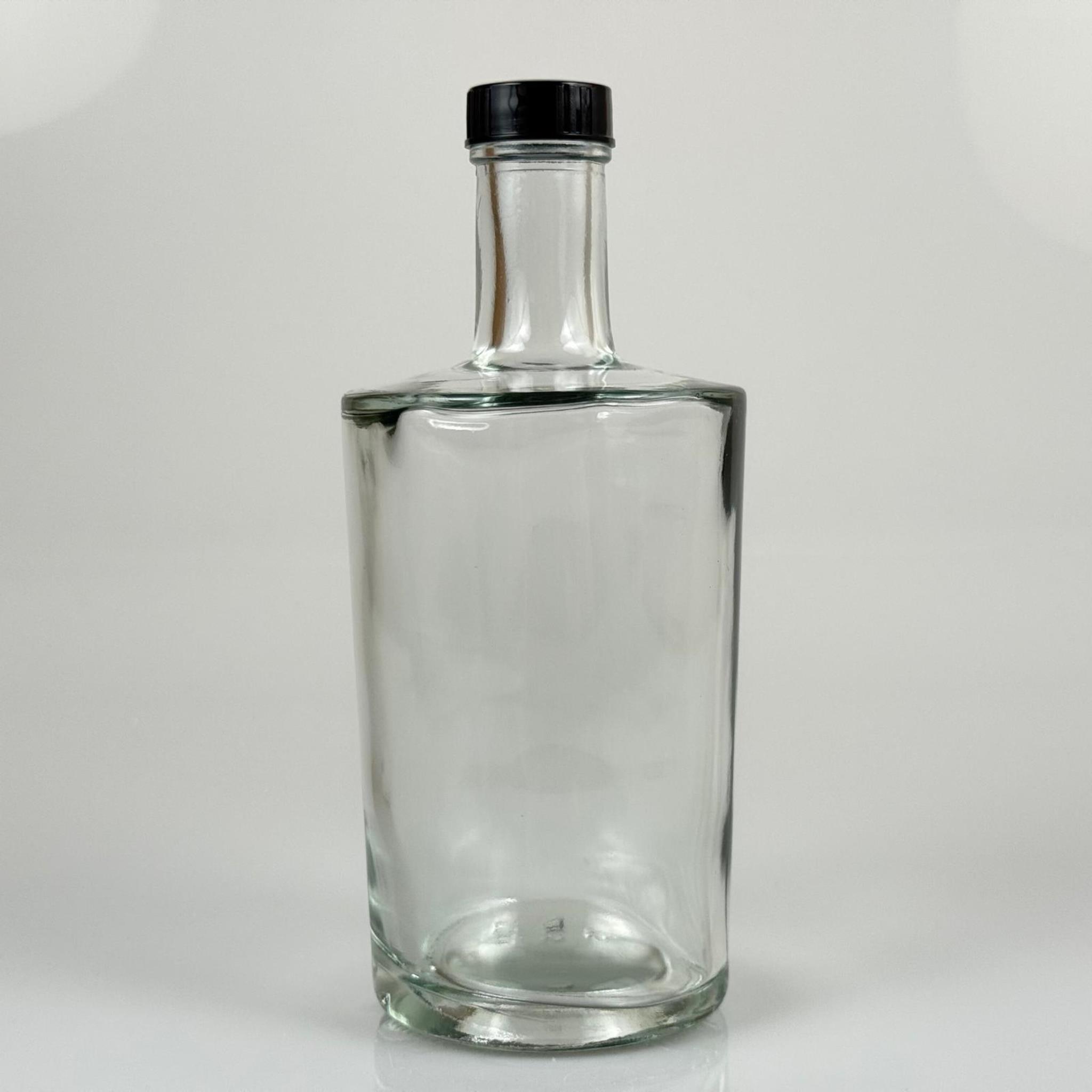 500 CC KALIN DİPLİ KÜT LÜKS CAM ŞİŞE - CONTALI SİYAH KAPAKLI - 500 ML SİLİNDİR ÖZEL CAM ŞİŞE