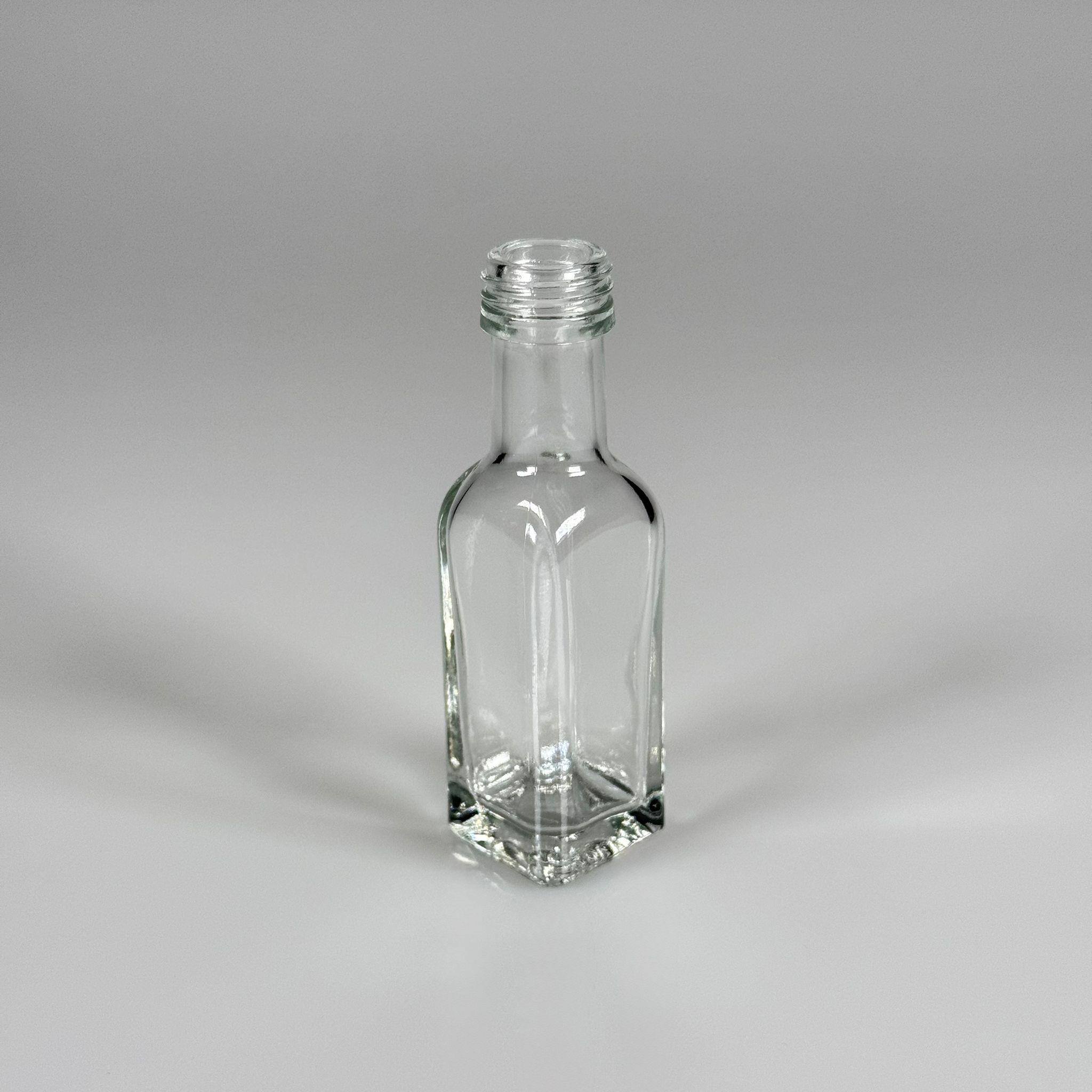 20 CC MARASKA KÖŞELİ CAM ŞİŞE KAPAKSIZ (18 AĞIZ) - 20 ml kare cam şişe