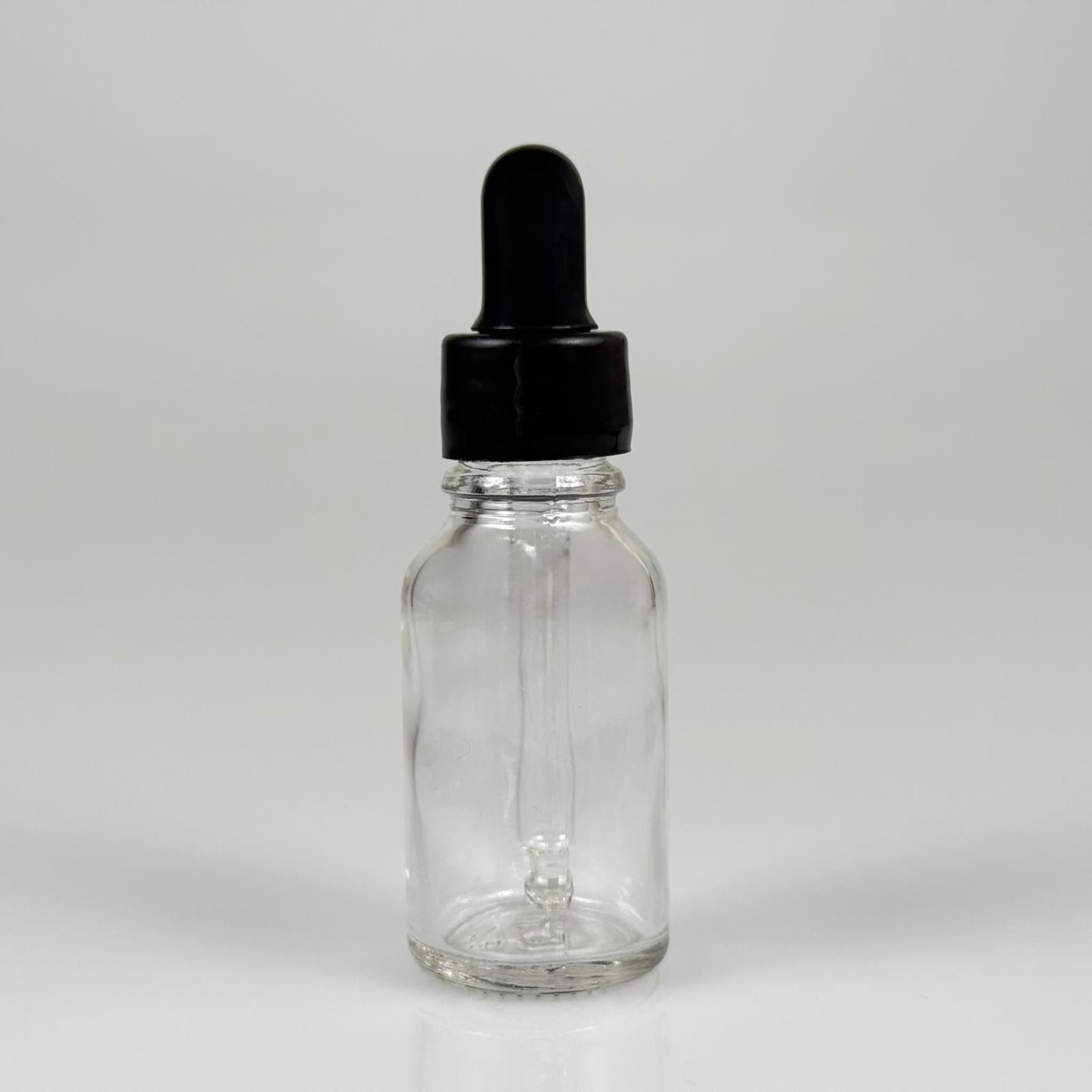15 CC ŞEFFAF CAM DAMLALIKLI ŞİŞE - SİYAH EMZİK + SİYAH DÜZ KAPAK + CAM PİPET TAKIM - 15 ML DAMLALIKLI ŞİŞE SETİ