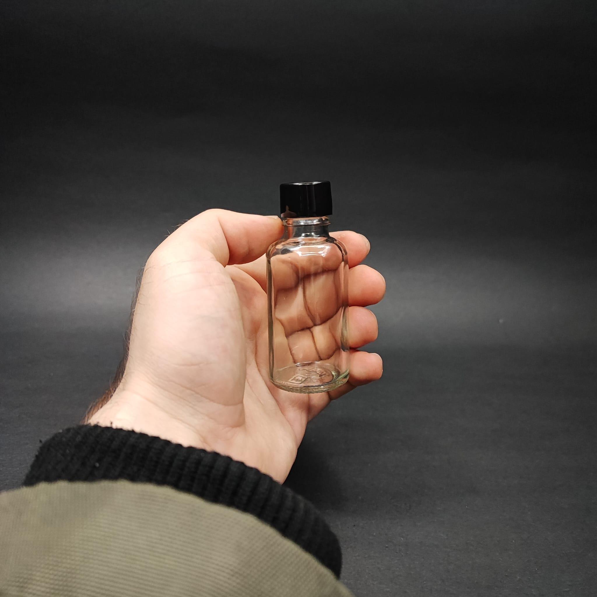 30 CC CAM ŞİŞE + KENDİNDEN CONTALI SIZDIRMAZ SİYAH KAPAK - 30 ML KAPAKLI CAM ŞİŞE
