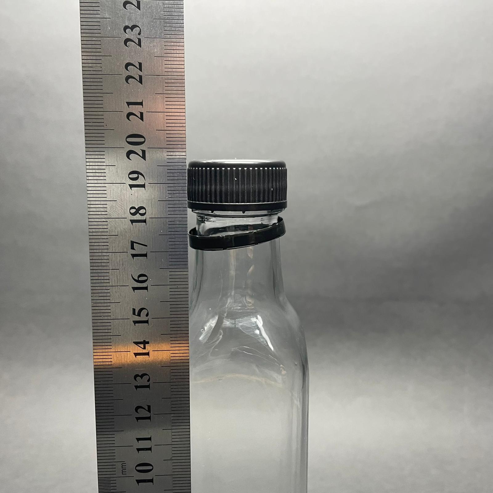 250 CC MARASKA CAM ŞİŞE - SİYAH KİLİTLİ PLASTİK KAPAKLI - 250 ML KÖŞELİ YAĞ ŞİŞESİ - SİRKE ŞİŞESİ - KAPAK MARKASI BERICAP