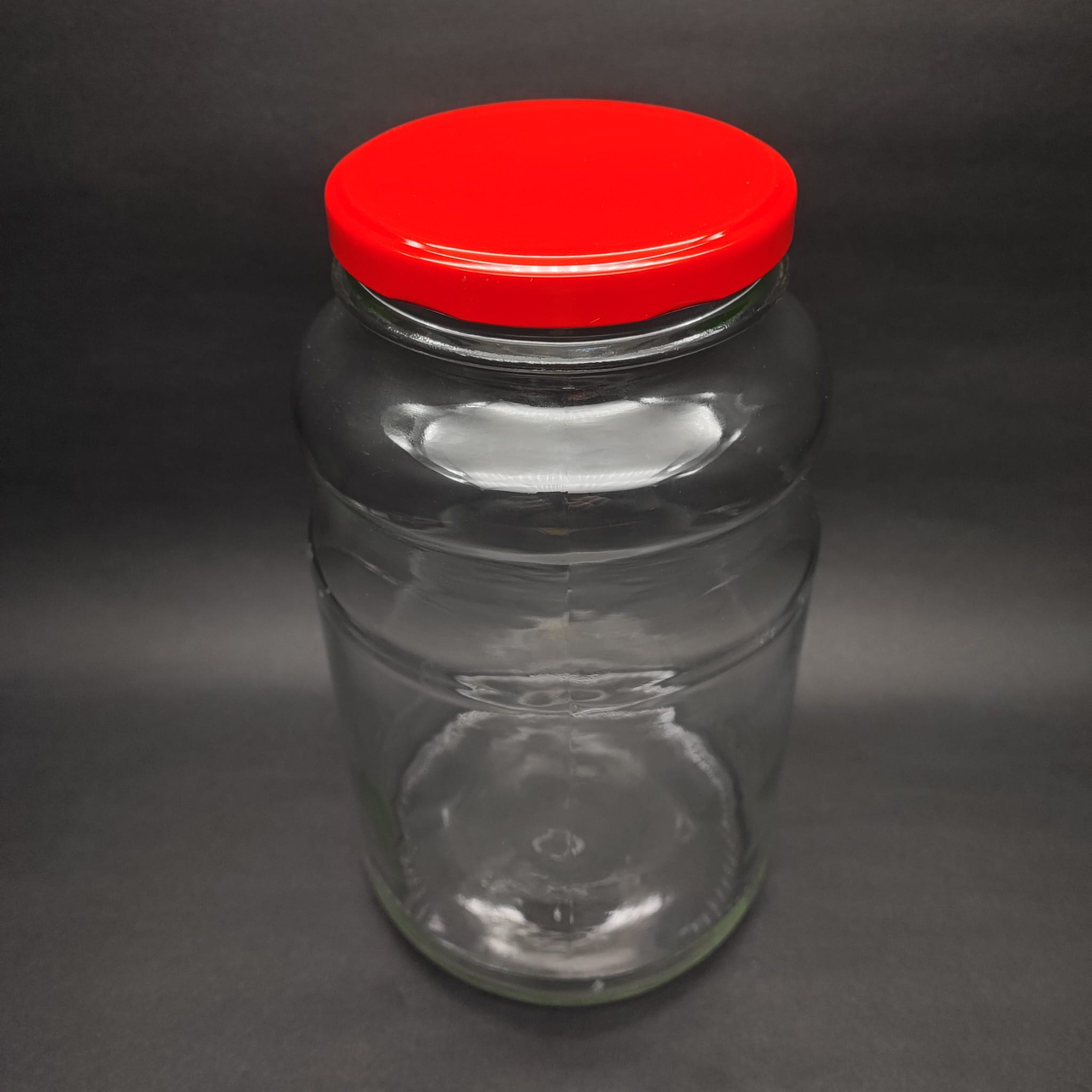 2650 CC BOĞUMLU CAM KAVANOZ - KIRMIZI METAL KAPAKLI - 2650 ML BOĞUMLU CAM KAVANOZ