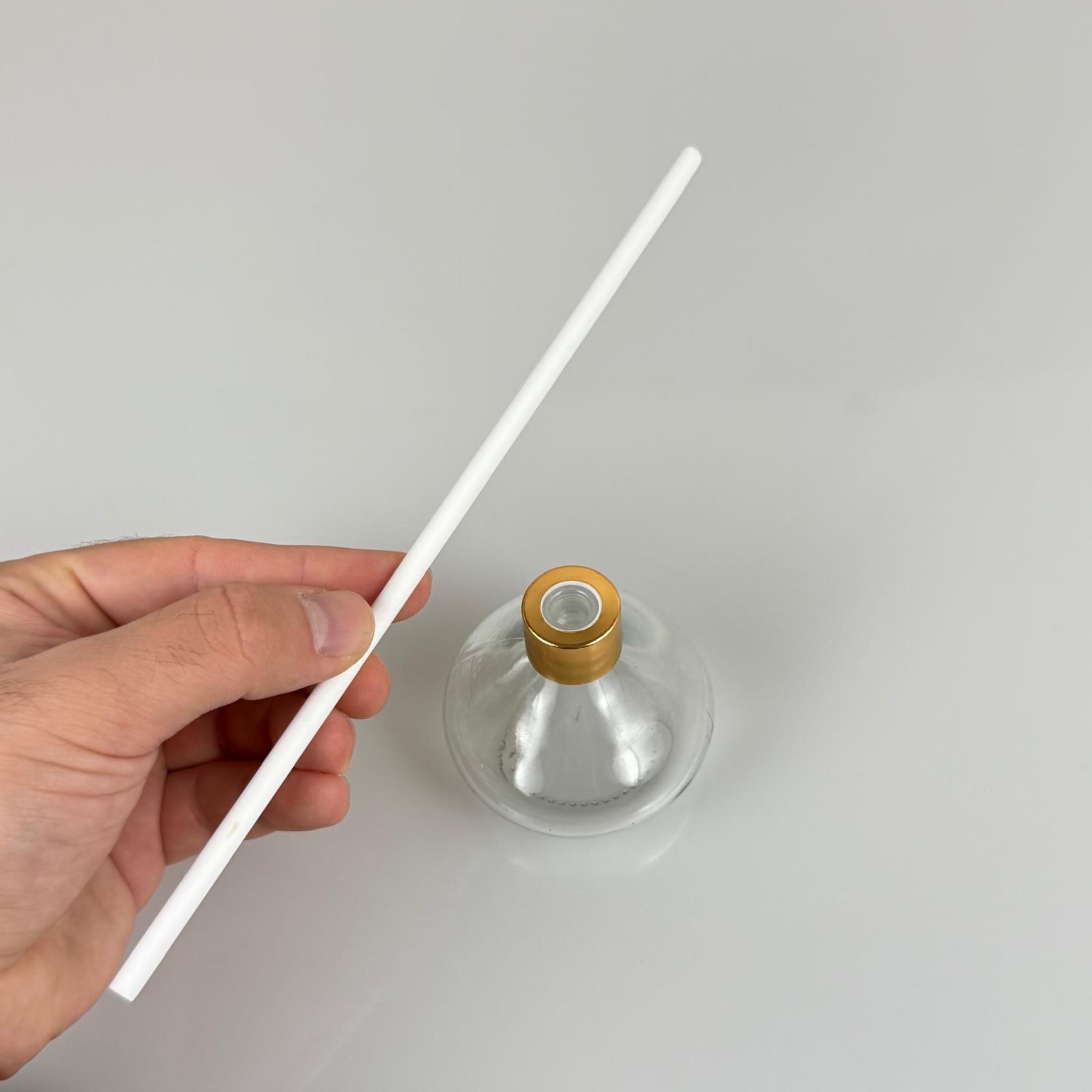 BASIK MODEL CAM BAMBU ODA KOKUSU ŞİŞESİ + METAL GOLD KAPAK + TIPA + KALIN BEYAZ FİBER BAMBU ÇUBUK - 50 ML SET TAKIM - HEDİYELİK PROMOSYON DİFFUSER ŞİŞELERİ