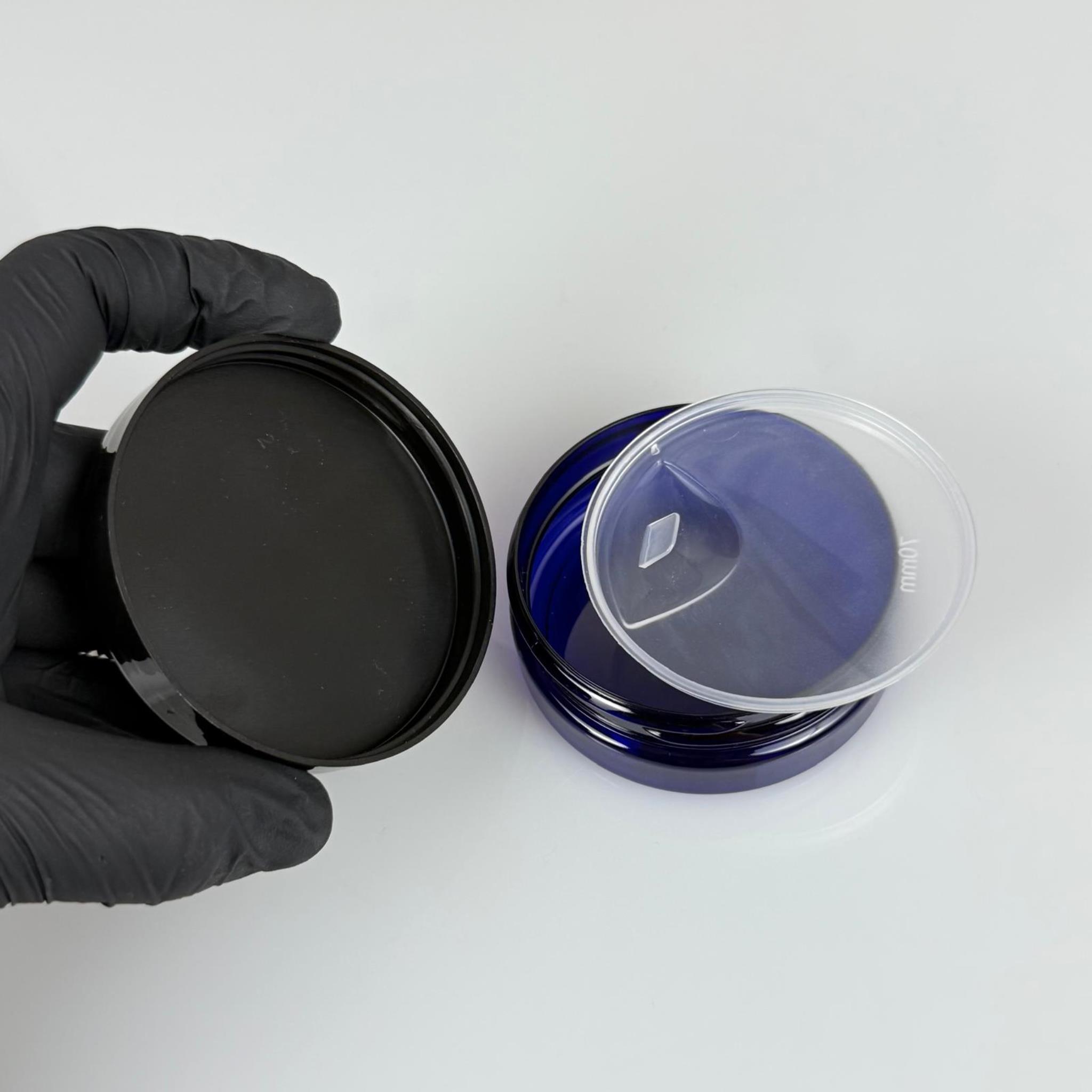 50 ML SERT PET KAVANOZ + SİYAH PLASTİK KAPAK + İÇ TIPA - 50 CC KALIN MAVİ PLASTİK KAVANOZ SİYAH PLASTİK KAPAKLI İÇ TIPALI TAKIM - KREM KAVANOZLARI