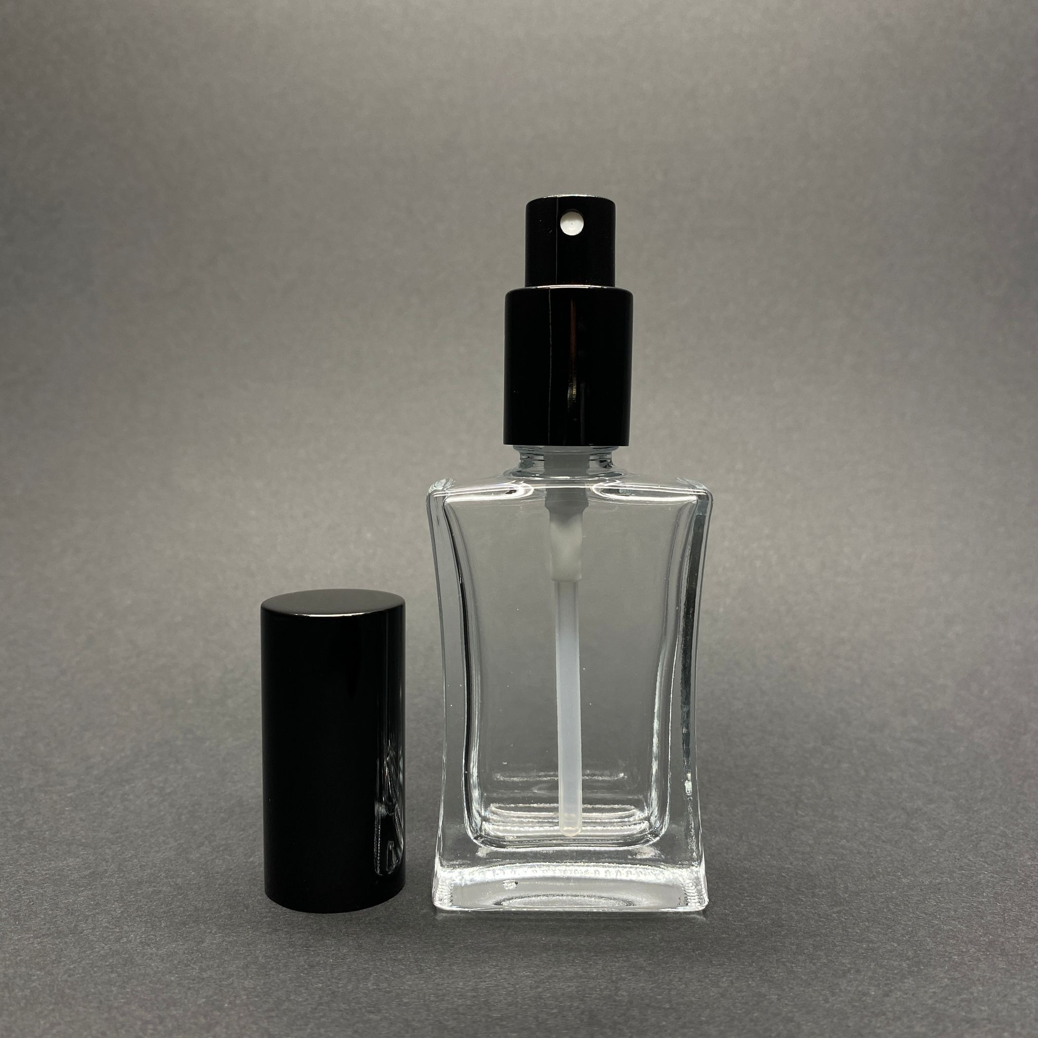 30 CC İNCE BELLİ PARFÜM ŞİŞESİ (DİKDÖRTGEN) LÜKS METALE METAL SİYAH - SPREYLİ - 30 ML BOŞ PARFÜM ŞİŞESİ