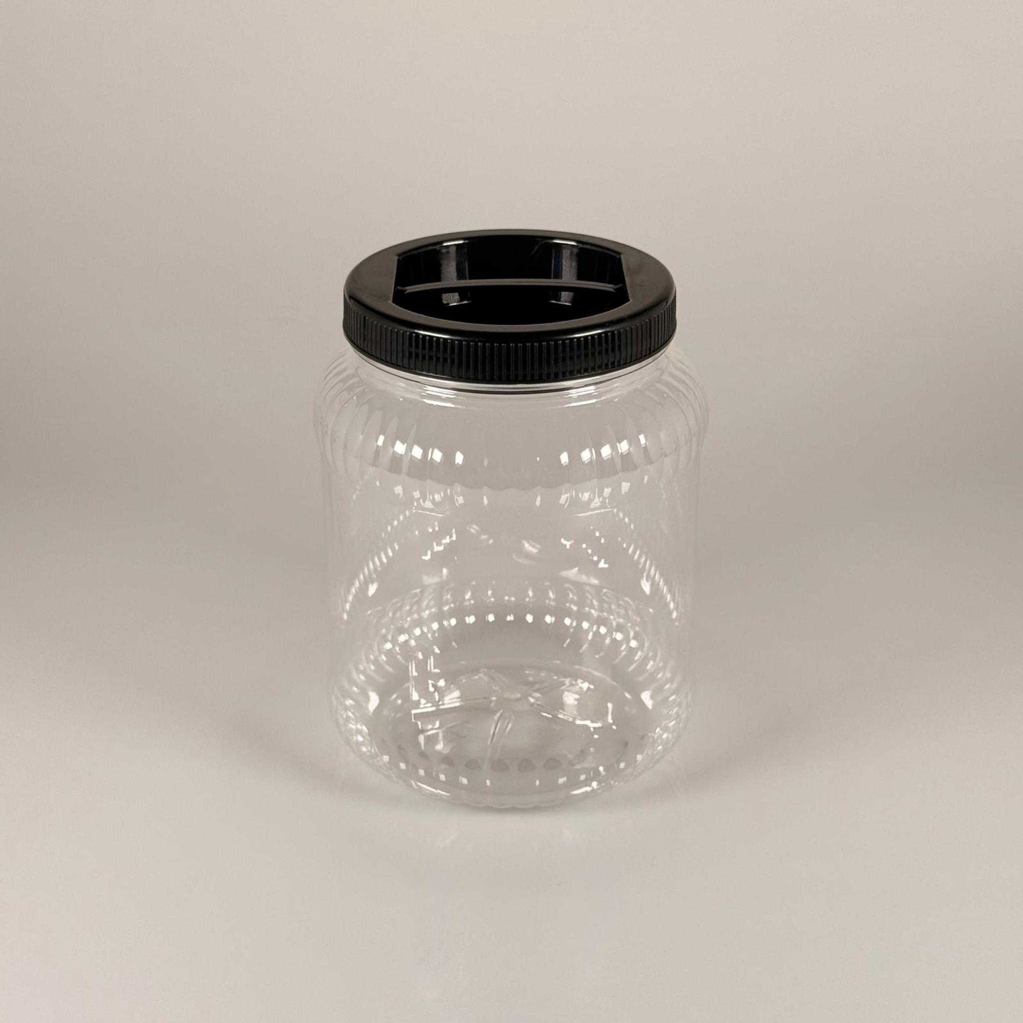 2 LİTRE PET KAVANOZ - SİYAH KAPAKLI - PLASTİK KAVANOZ - 2 LT PET BİDON - 2000 CC YUVARLAK KAVANOZ 110 MM AĞIZ- TURŞU, ZEYTİN VB İÇİN BOŞ PLASTİK BİDONLARI