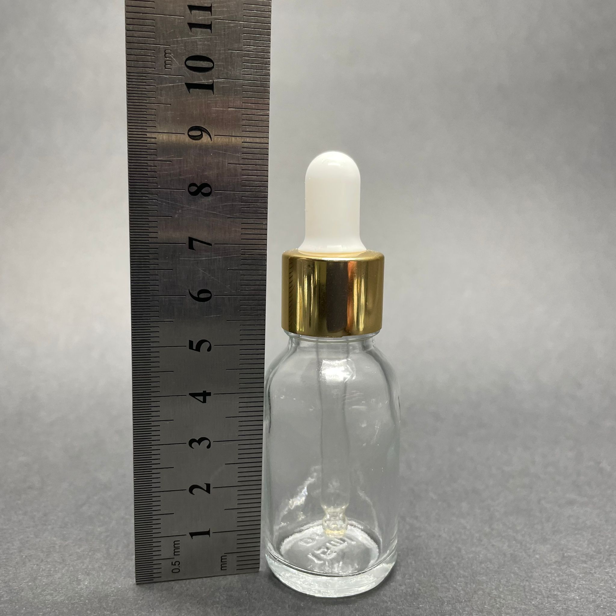 15 CC ŞEFFAF CAM DAMLALIKLI ŞİŞE - BEYAZ EMZİK - GOLD METALİK KAPAK - 15 ML CAM DAMLALIKLI ŞİŞE