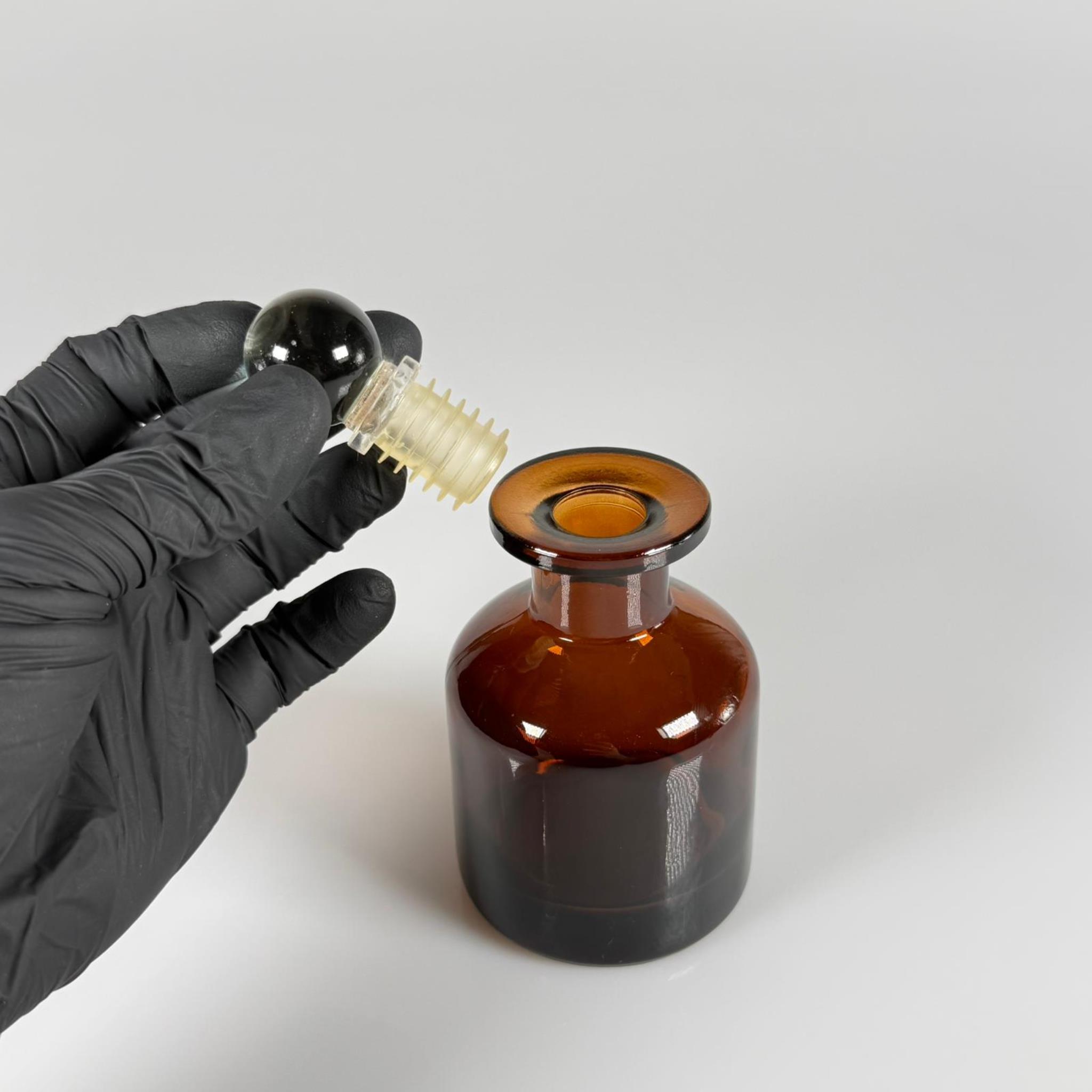 150 CC AMBER SİLİNDİR BAMBU CAM ESANS ŞİŞESİ - 150 ML KOKU, ESANS, PARFÜMERİ ŞİŞESİ - CAM TIPALI TAKIM