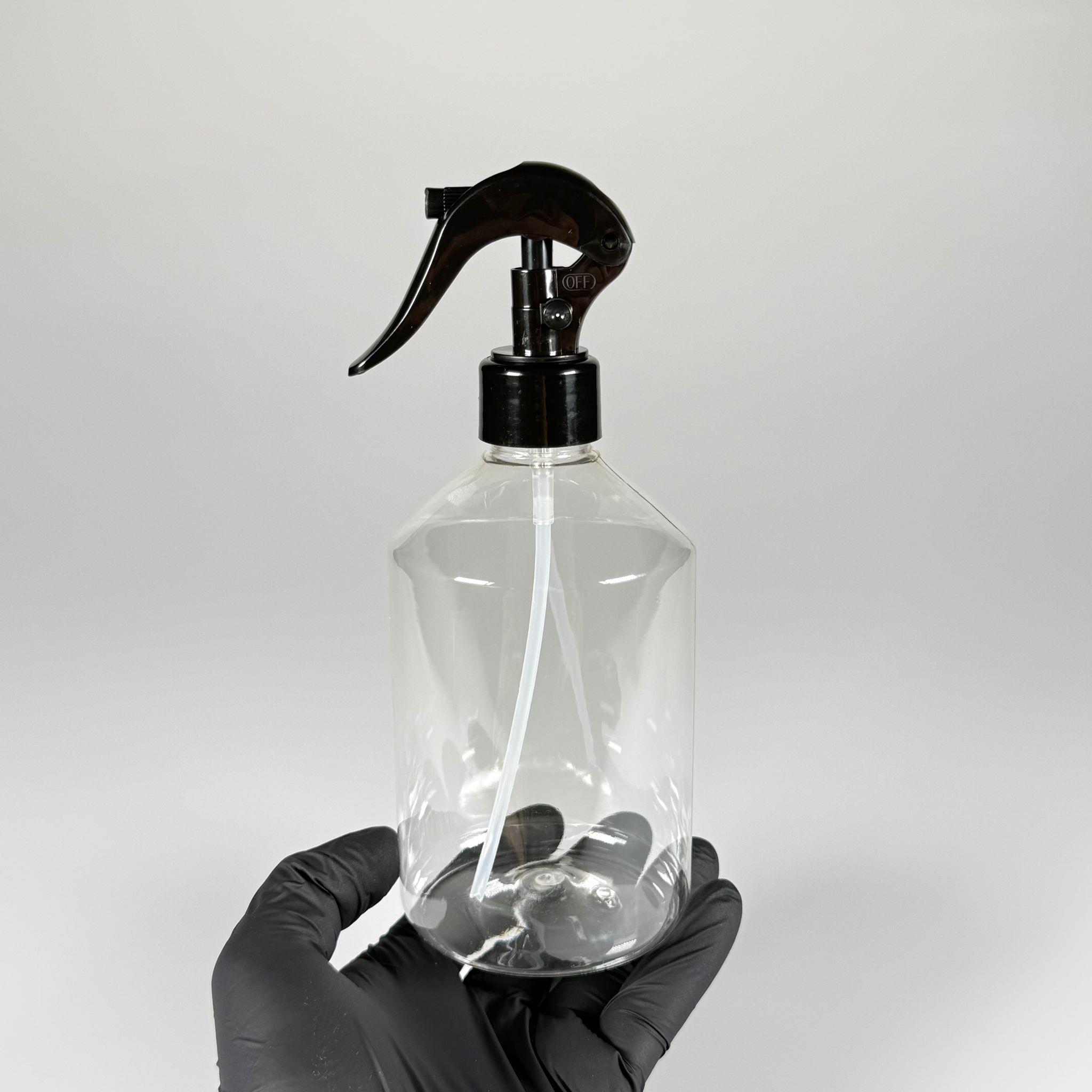 500 CC KÜT BOYUNLU ŞEFFAF PET ŞİŞE  - SİYAH TRİGER SPREYLİ (DUMAN ŞEKLİNDE PÜSKÜRTÜR) - 500 ML KALIN PET ŞİŞE