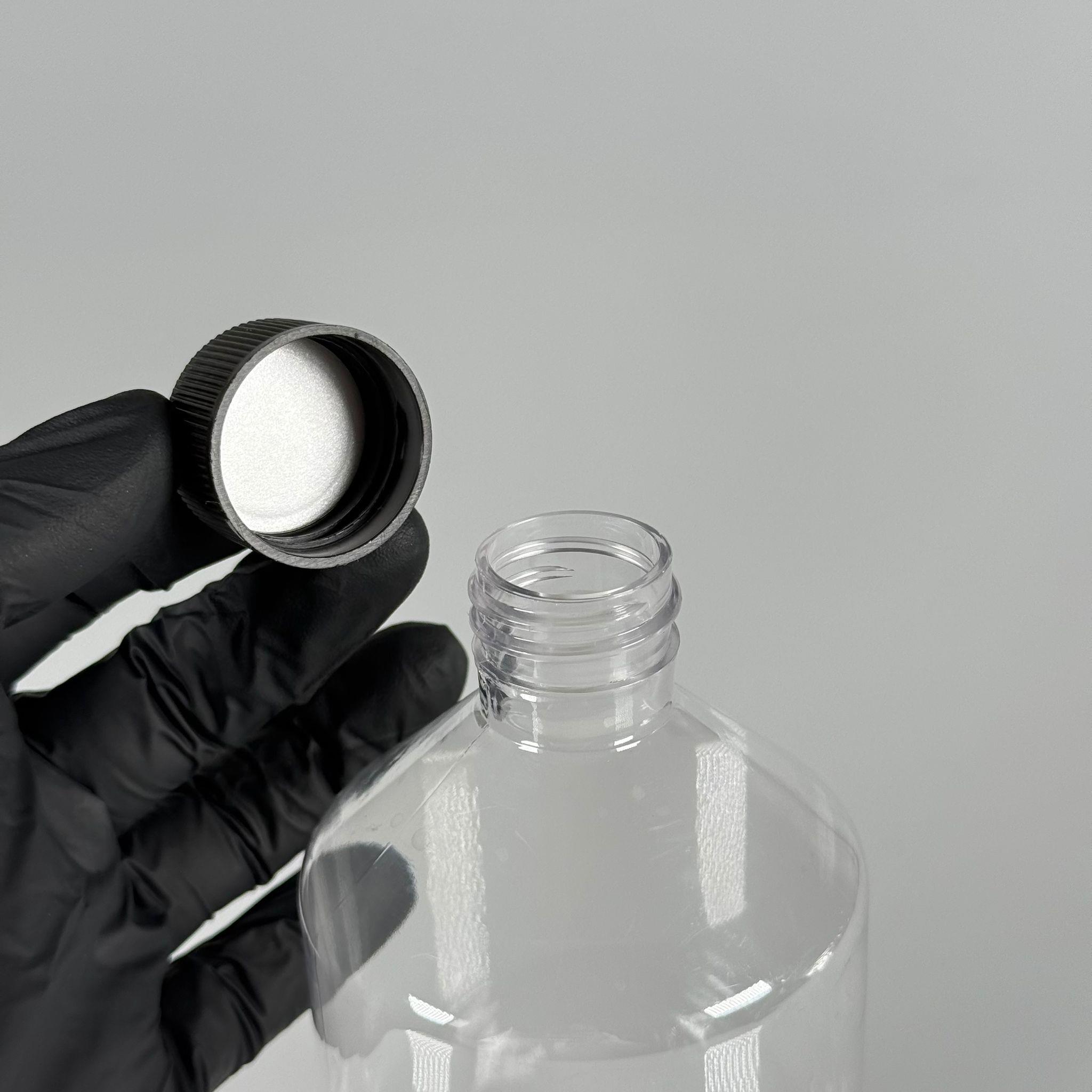 500 CC KÜT BOYUNLU ŞEFFAF PET ŞİŞE - SİYAH KAPAKLI - 500 ML KALIN (30 gr) PET ŞİŞE