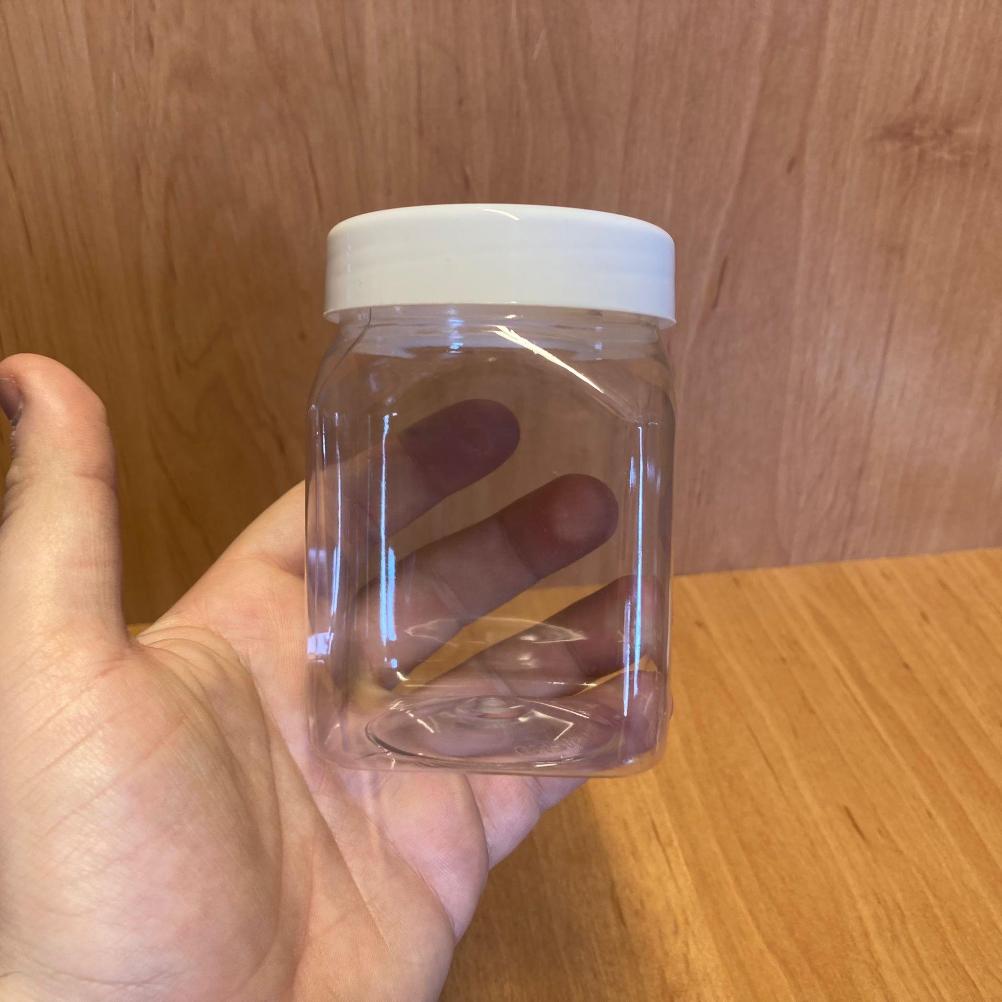 250 CC KARE PET KAVANOZ - BEYAZ PLASTİK KAPAKLI - 250 ML PLASTİK KAVANOZ