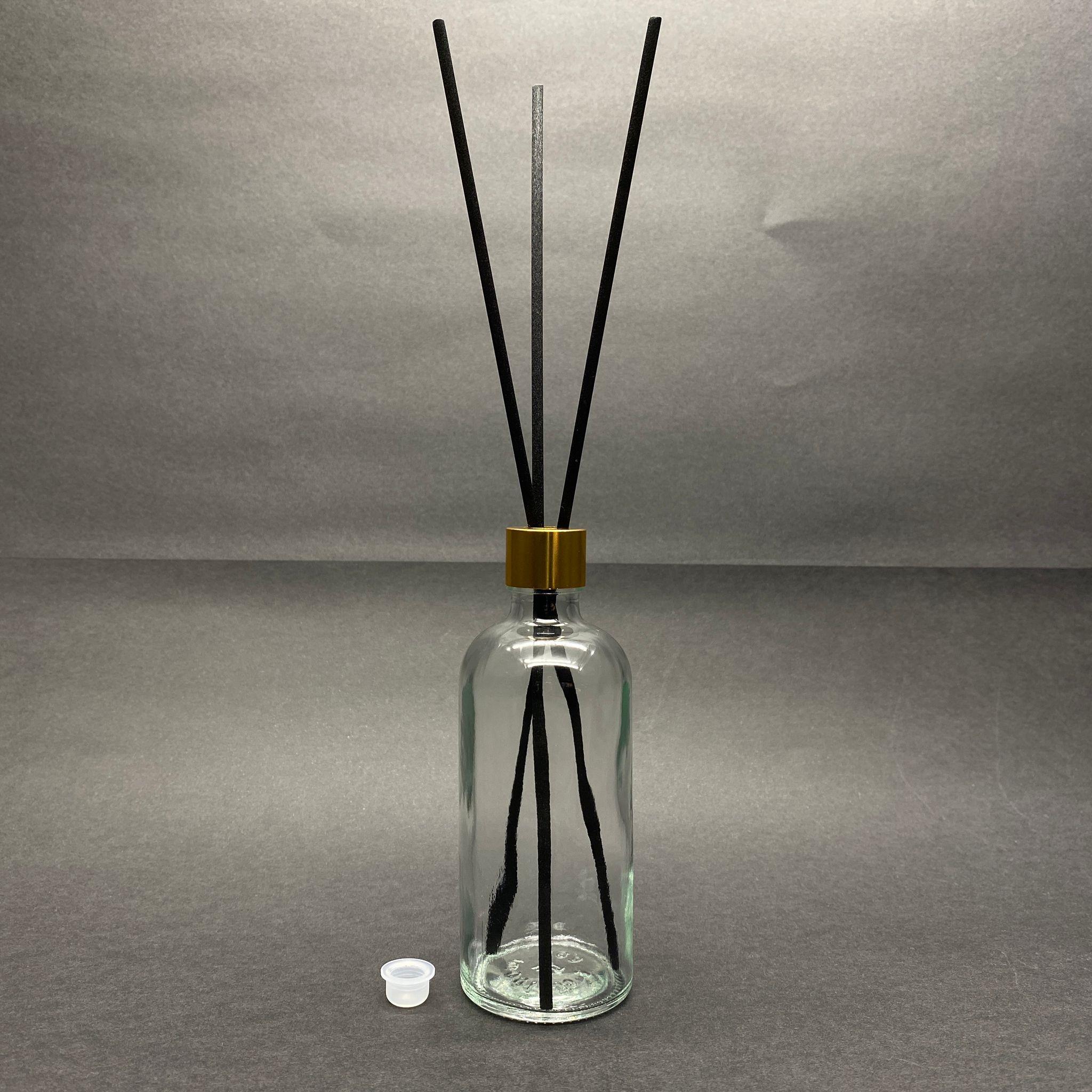100 CC CAM BAMBU ODA KOKUSU ŞİŞESİ - 100 ML ÇUBUKLU BAMBU ODA KOKUSU ŞİŞESİ - DİFÜZÖR ŞİŞE- CAM ŞİŞE + GOLD METAL KAPAK + PLASTİK TIPA + 3 ADET FİBER SİYAH BAMBU ÇUBUK