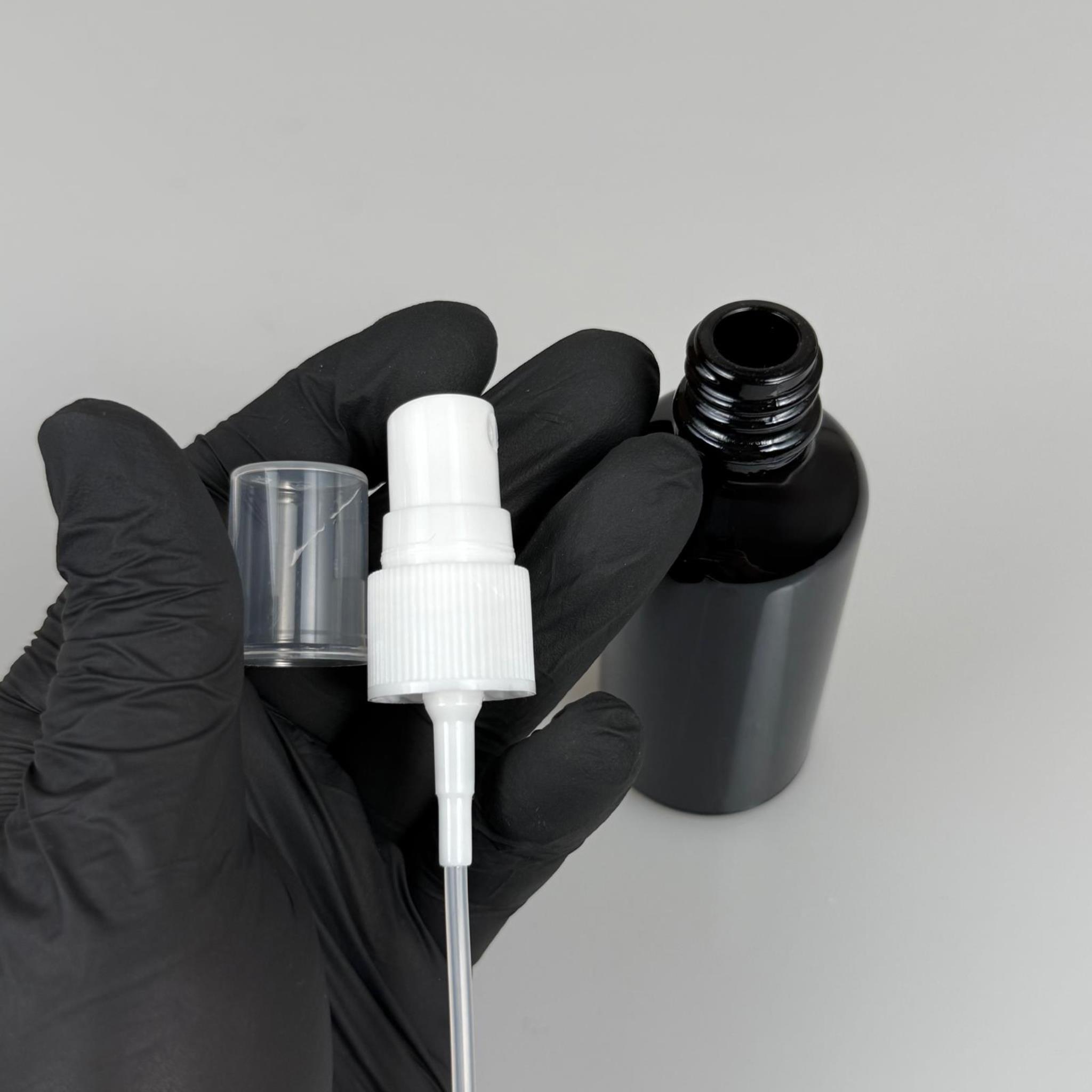 50 CC SİYAH CAM ŞİŞE BEYAZ SPREYLİ TAKIM - 50 ML SPREYLİ ŞİŞE