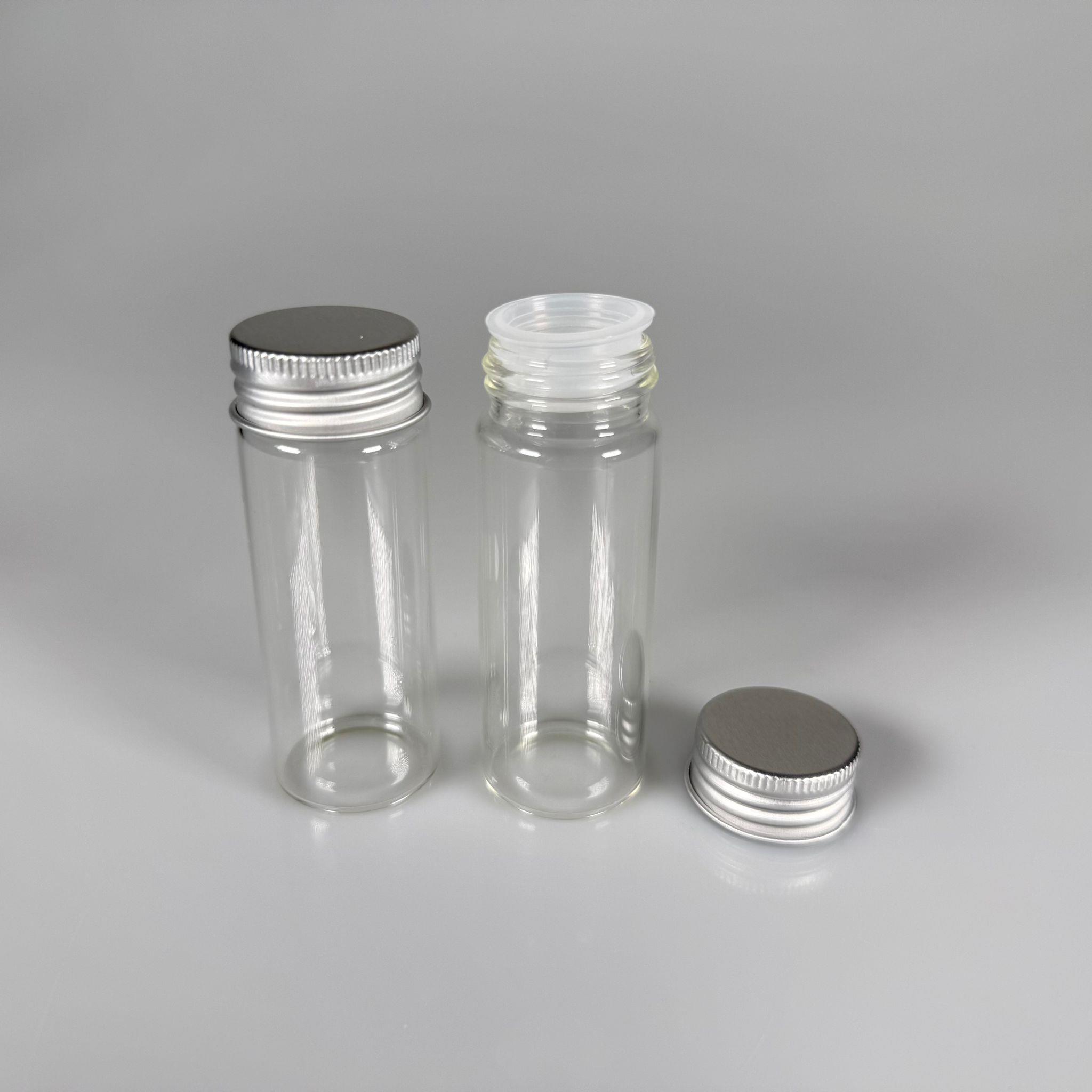 40 CC CAM KAVANOZ + GÜMÜŞ METAL KAPAK + SIZDIRMAZ KÖR TIPA TAKIM