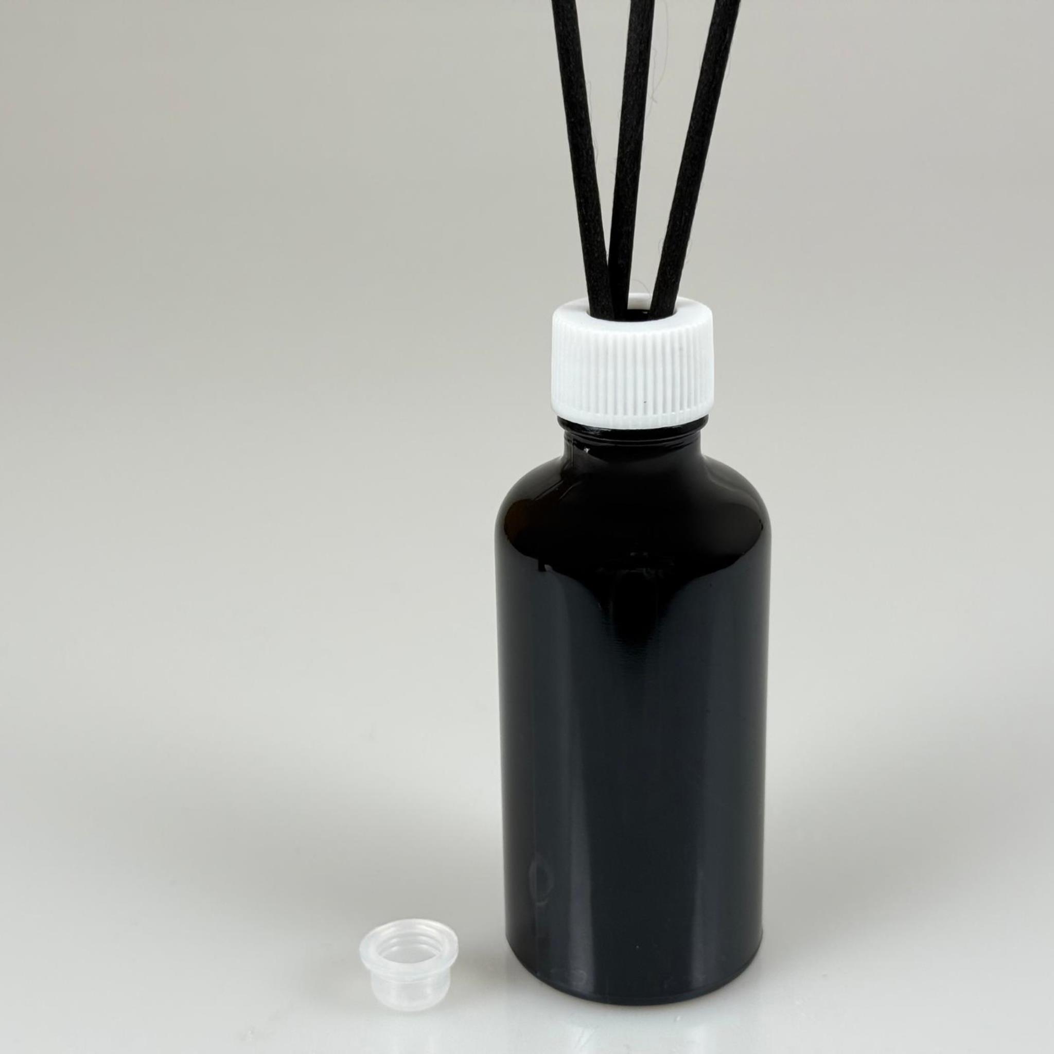 50 CC SİYAH CAM BAMBU ODA KOKUSU ŞİŞESİ - 50 ML ÇUBUKLU BAMBU ODA KOKUSU ŞİŞESİ - DİFÜZÖR ŞİŞE- CAM ŞİŞE + BEYAZ PLASTİK KAPAK + PLASTİK TIPA + 3 ADET FİBER SİYAH BAMBU ÇUBUK