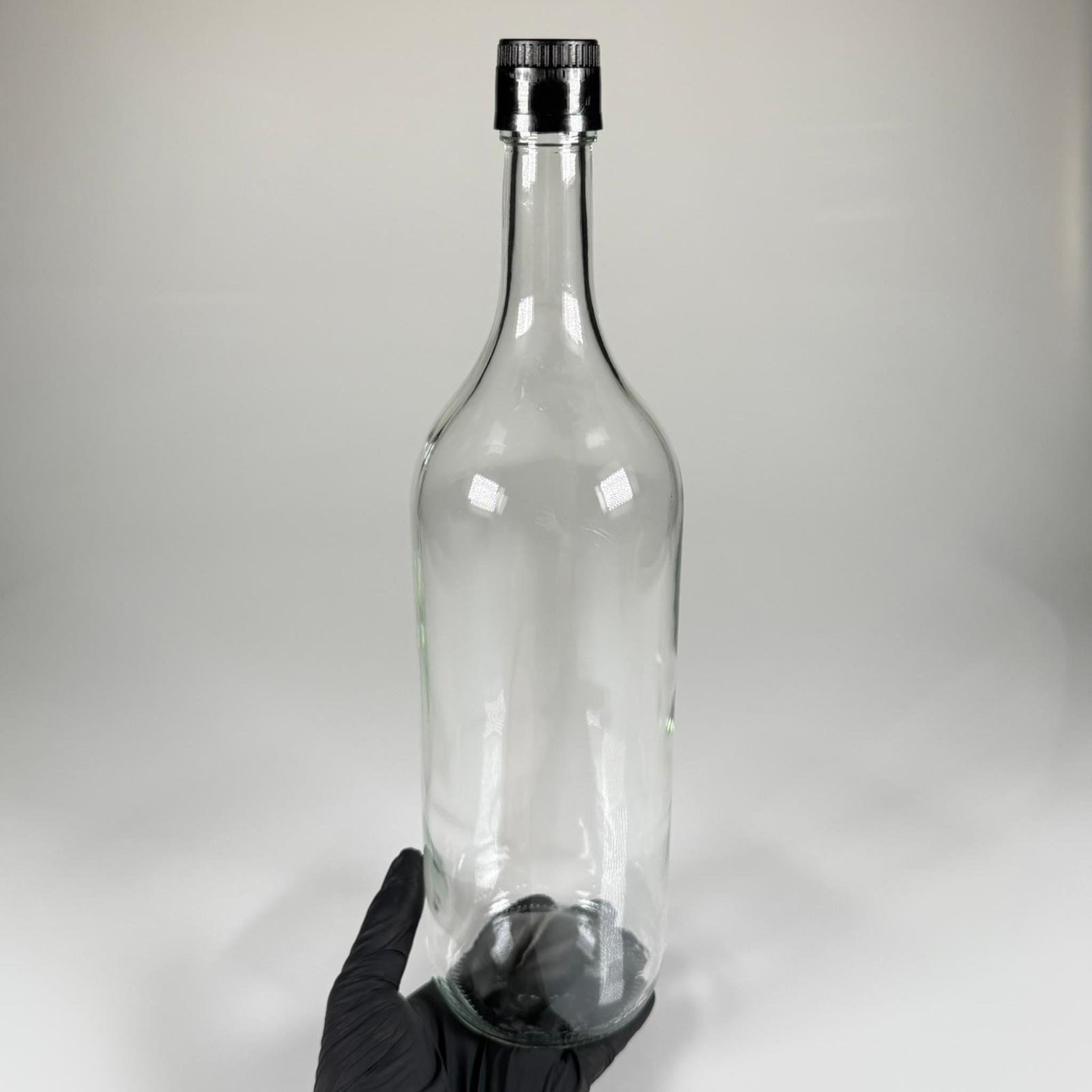 1500 CC CAM ŞİŞE ŞEFFAF - SİYAH AKITICILI DROP STOP KAPAKLI - 1500 ML CAM ŞİŞE - 1,5 LT CAM ŞİŞE